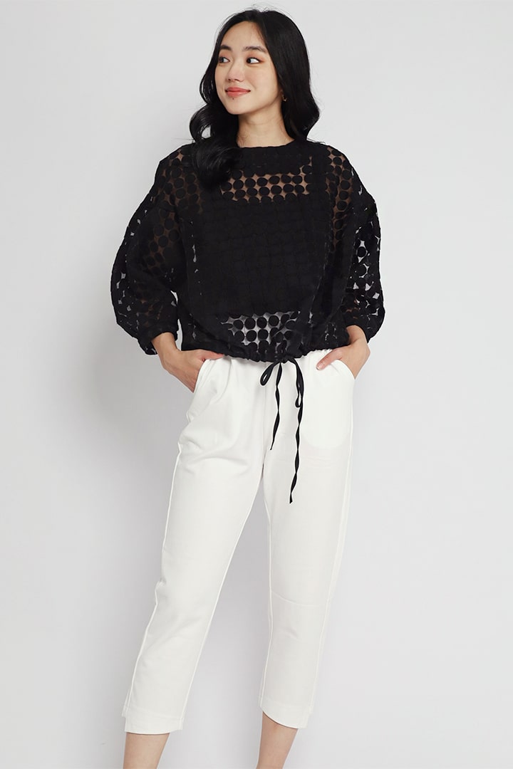 Dita Drawstring Top in Black