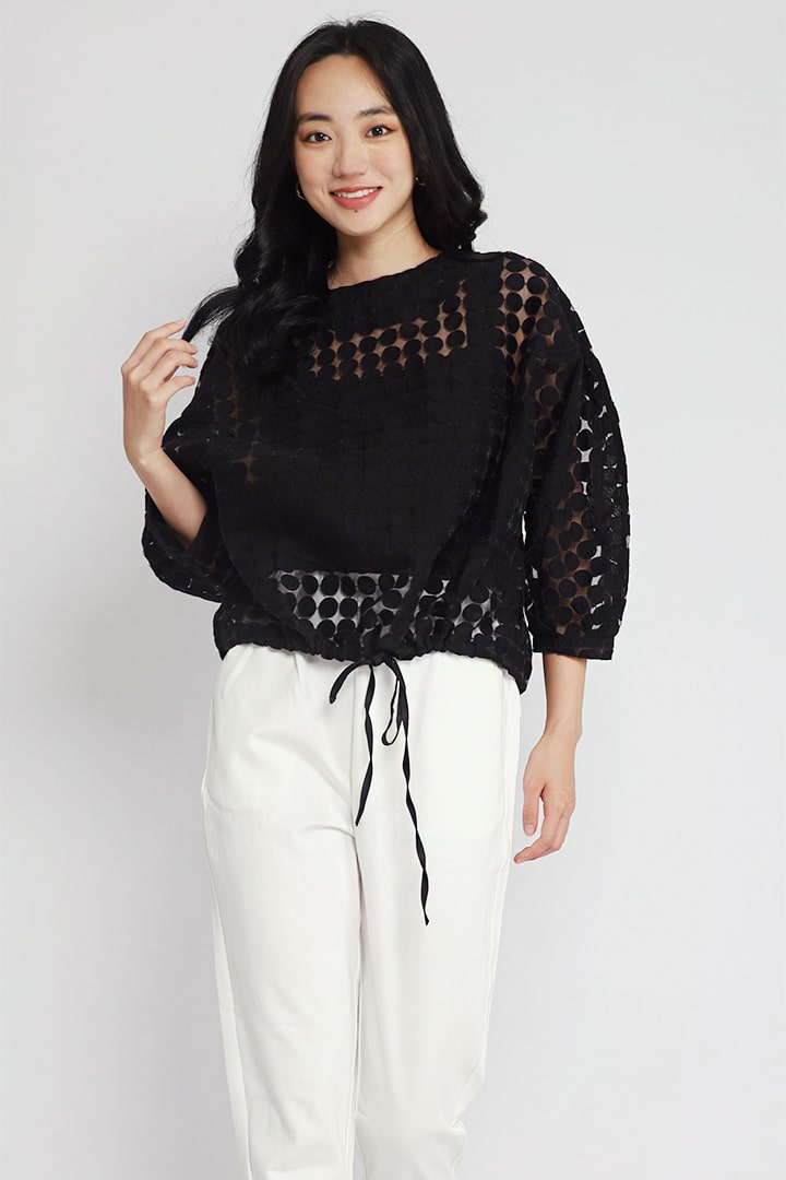 Dita Drawstring Top in Black