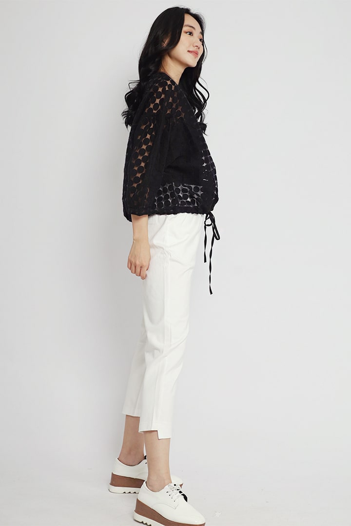 Dita Drawstring Top in Black