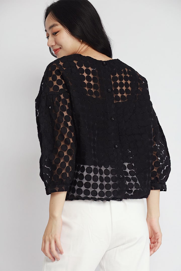 Dita Drawstring Top in Black