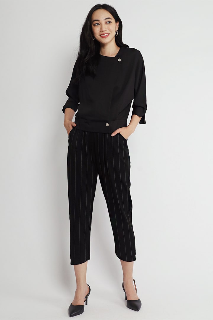 Uke Button Jacket in Black