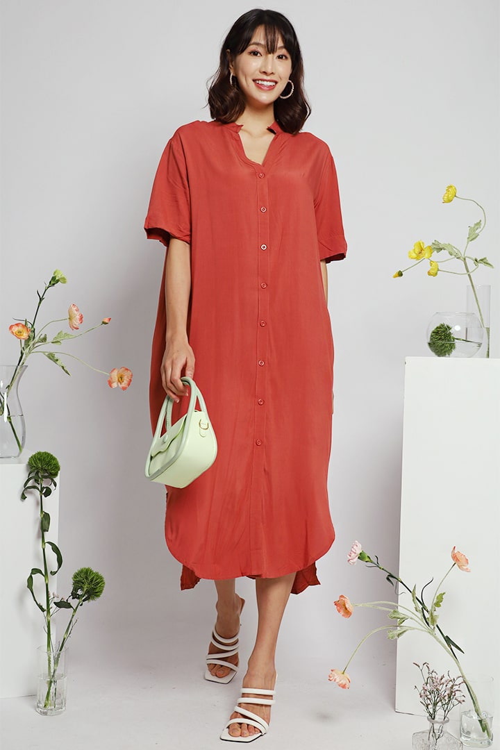 Eline Shirt Dress in Orange