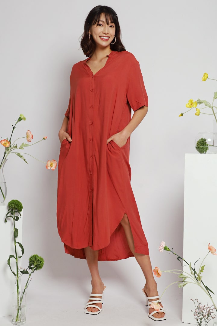 Eline Shirt Dress in Orange