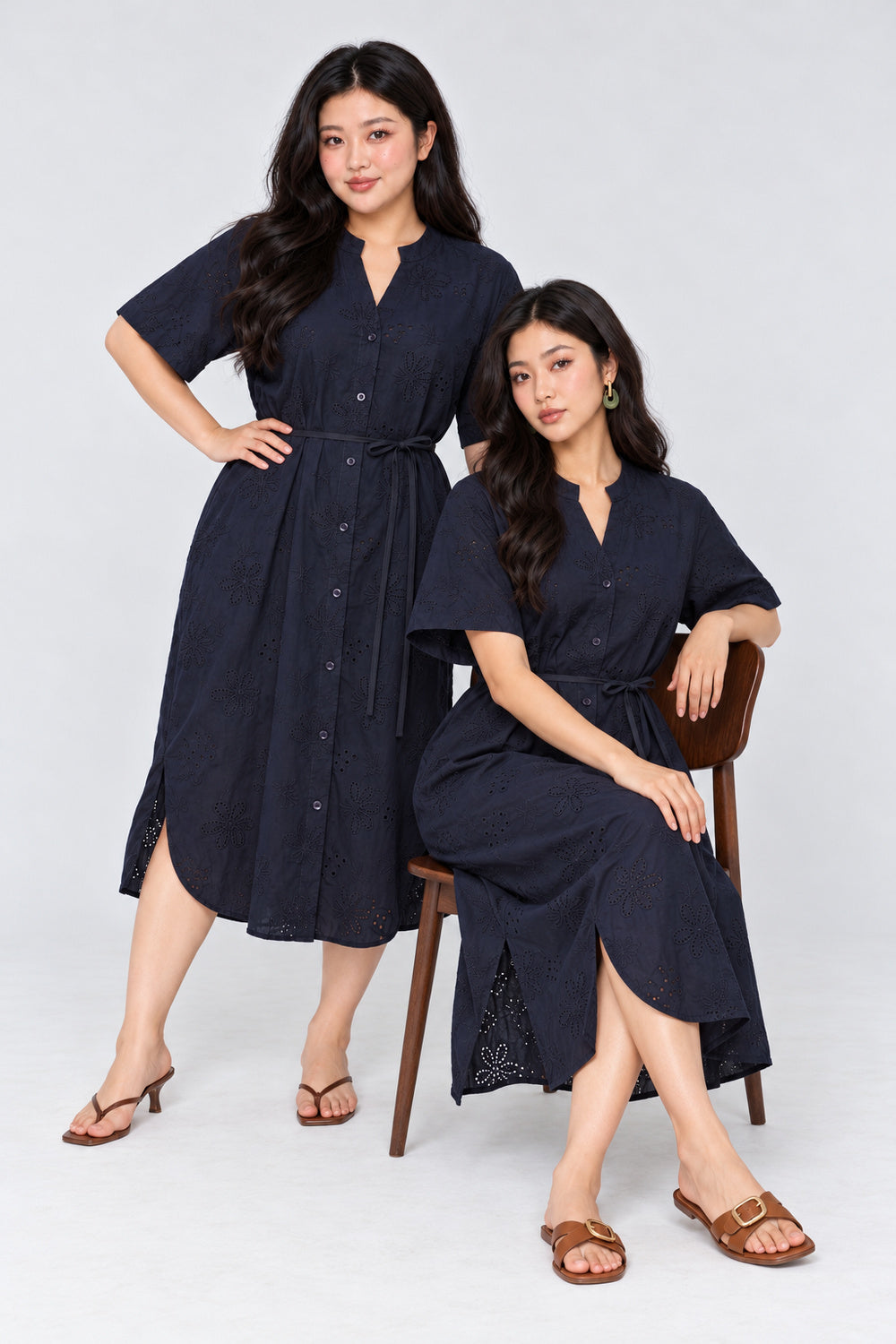 Eline Shirt Dress in Blue Eyelet Dream