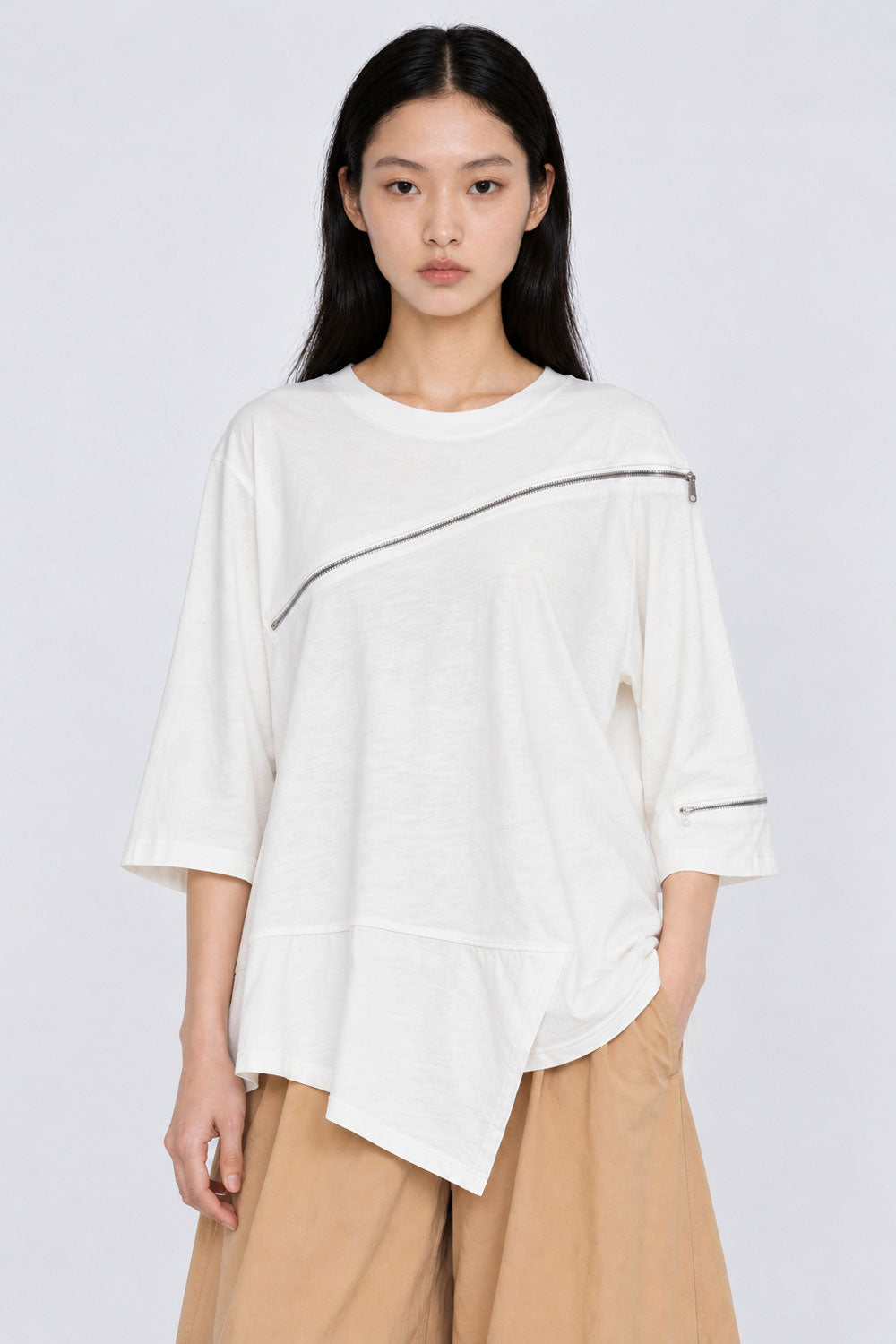 Quartz Zipper Top in White