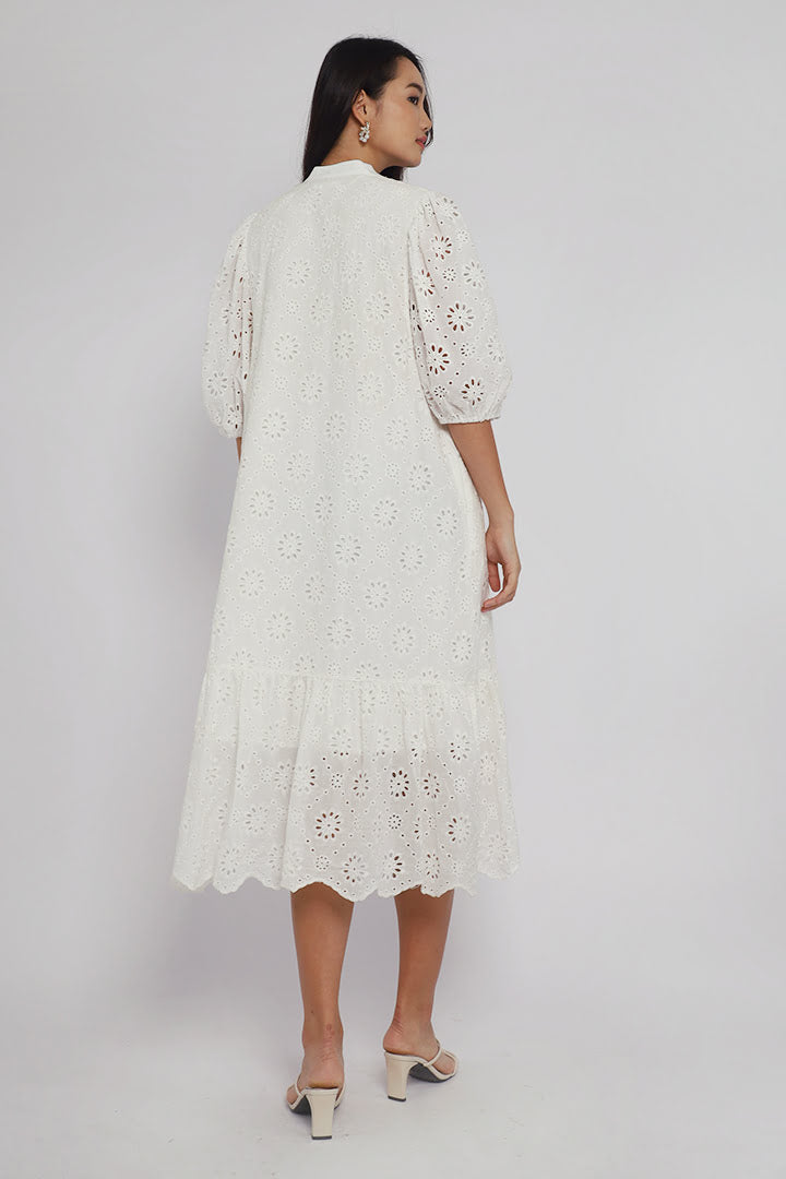 Esther Crochet Dress in White