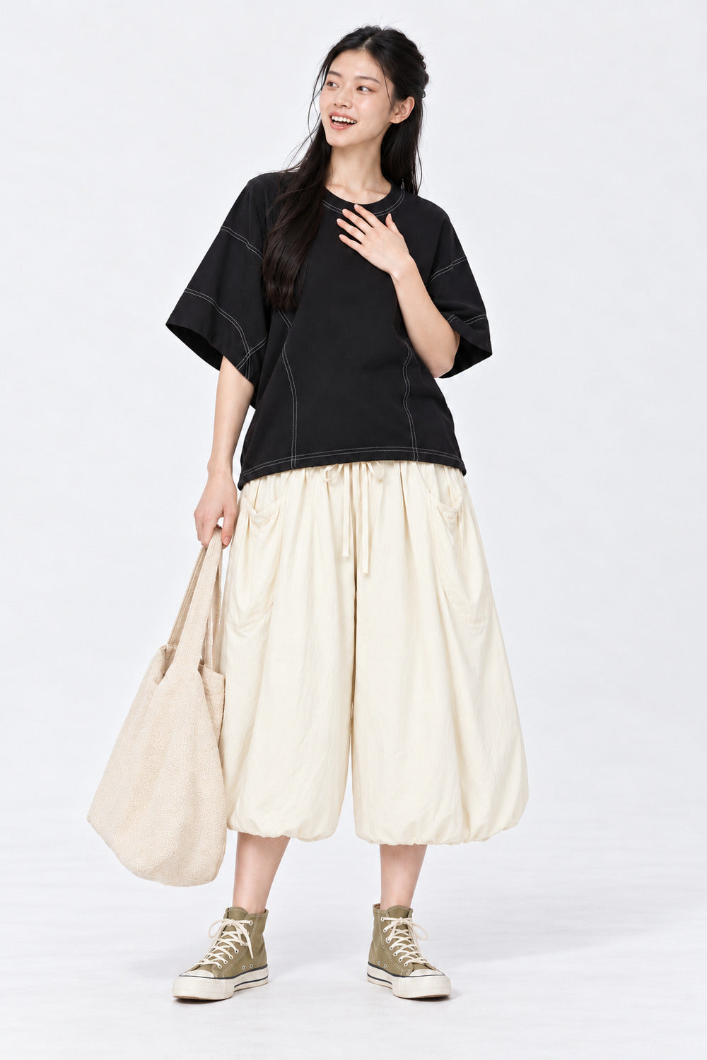Vivien Bubble Culottes in Cream