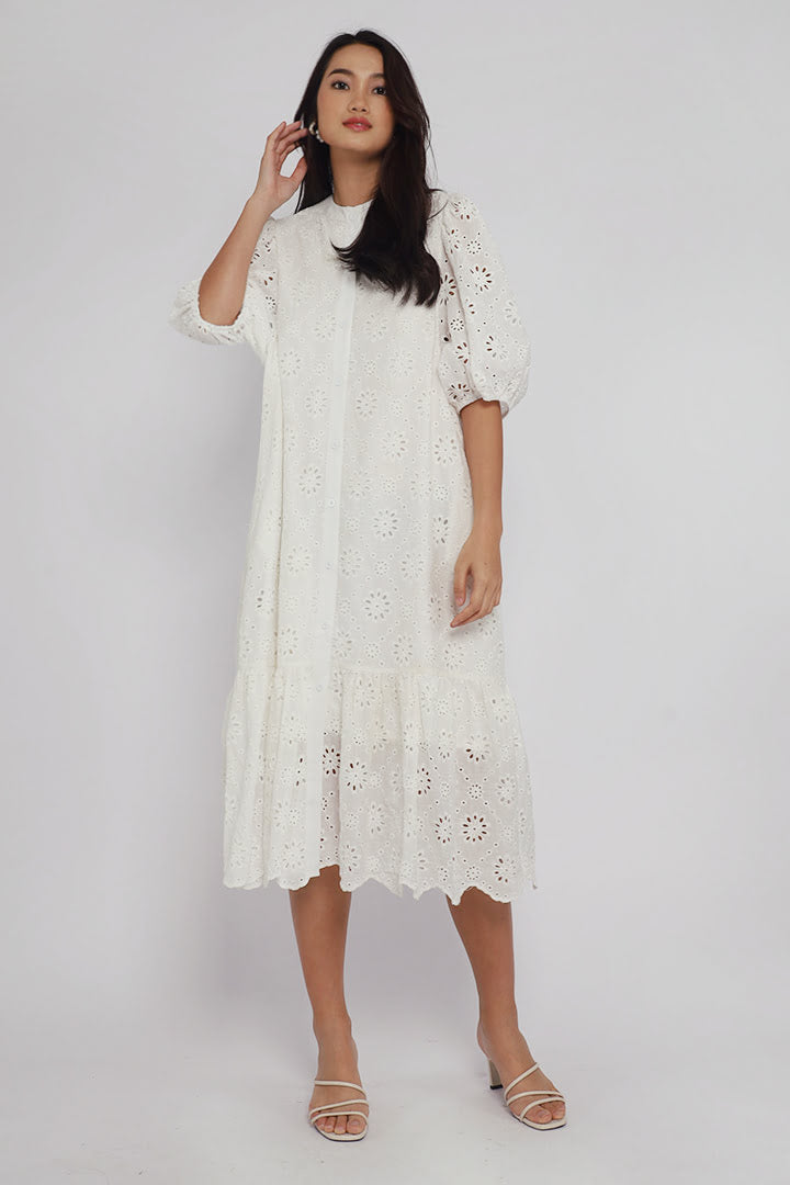 Esther Crochet Dress in White