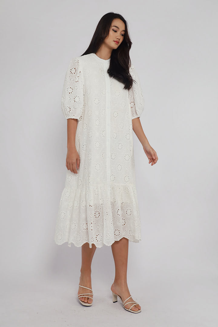 Esther Crochet Dress in White