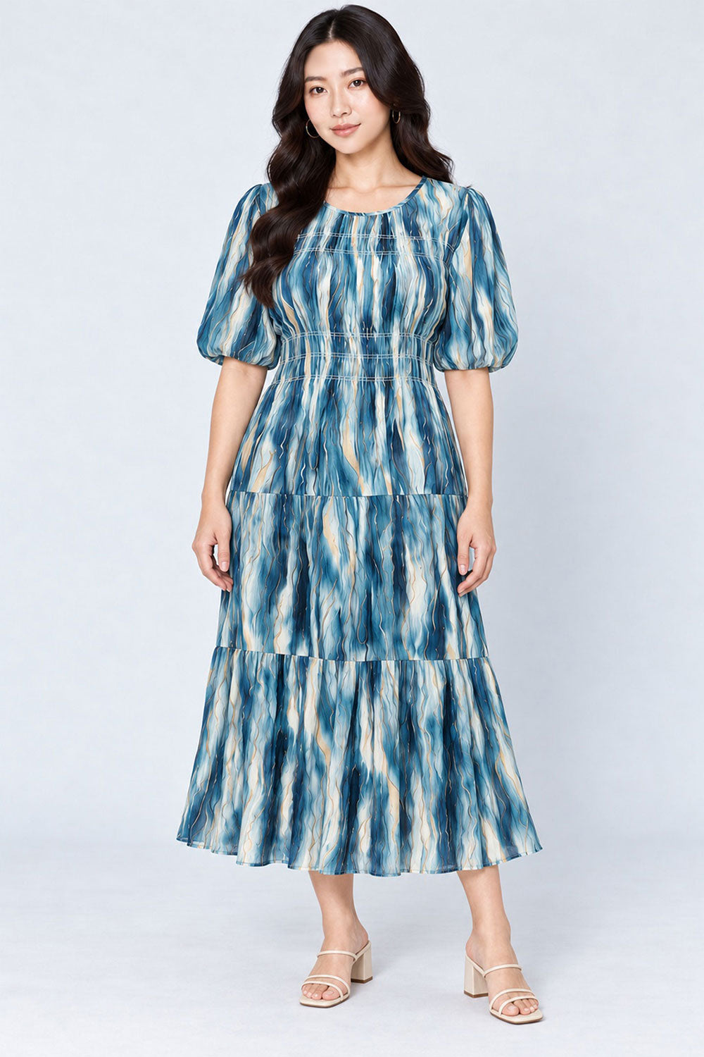 Xoxo Dress in Teal Strokes