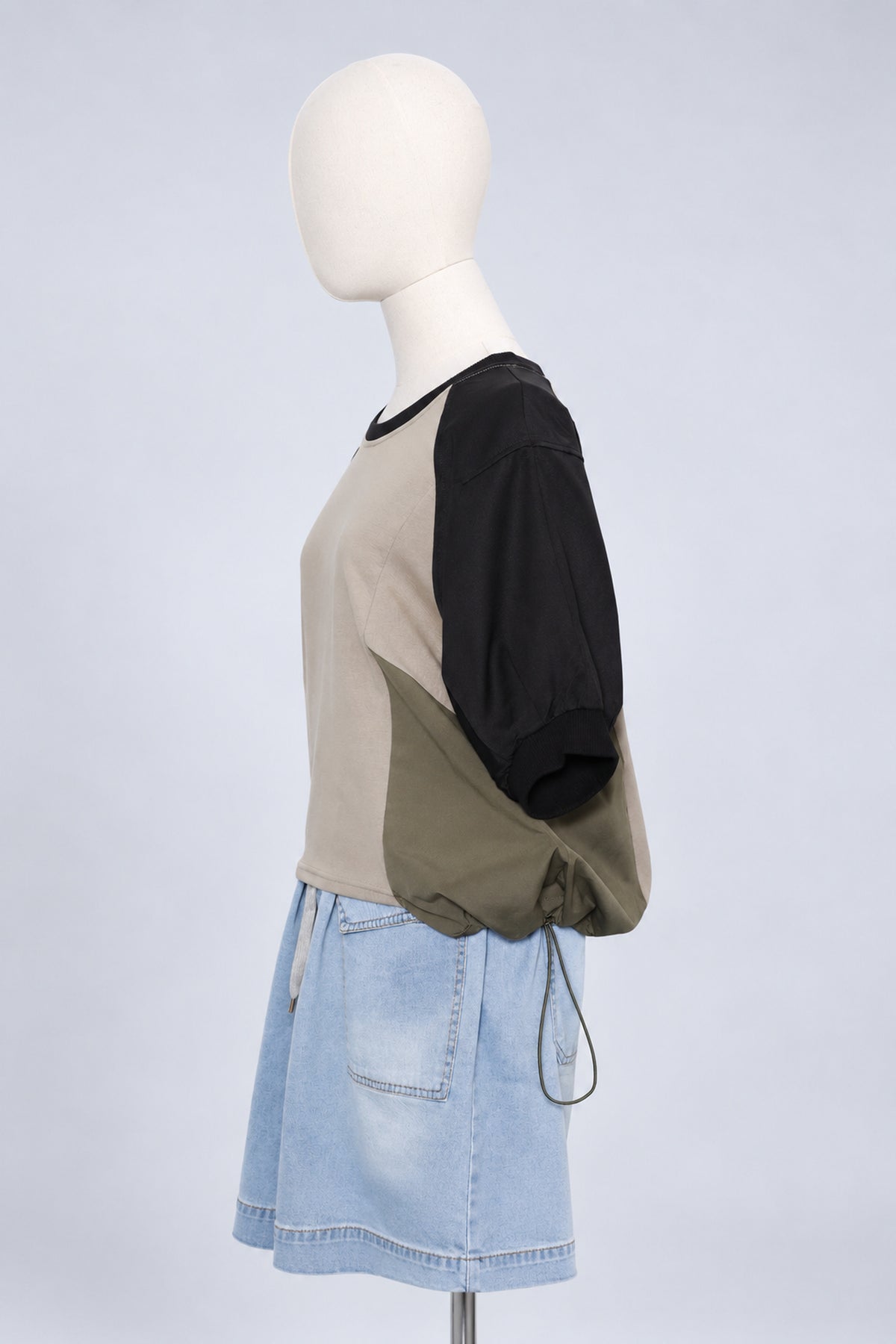 PO - Tressa Colourblock Top in Black Green