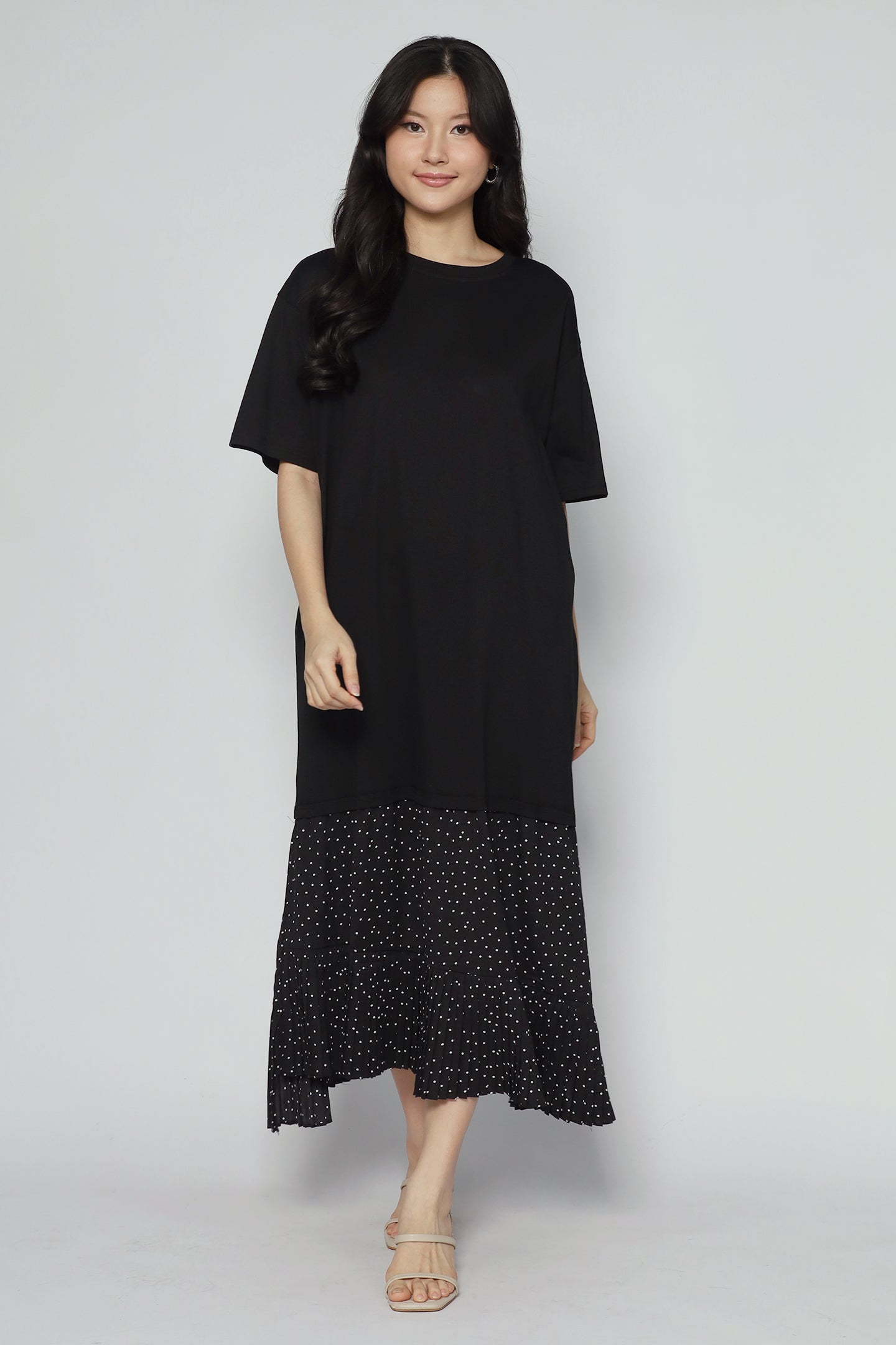 Aiden Pleated Polkadot Dress