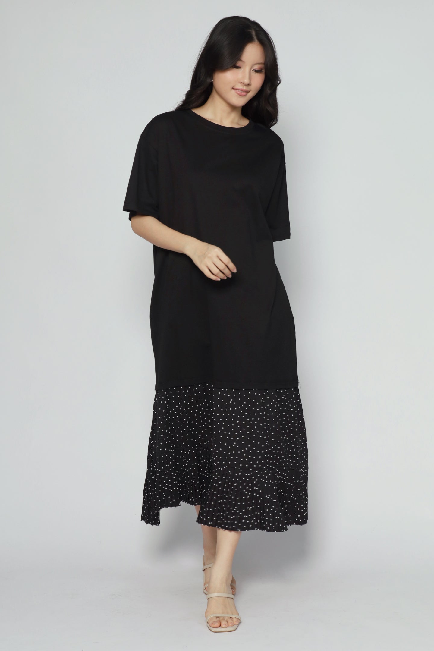 Aiden Pleated Polkadot Dress