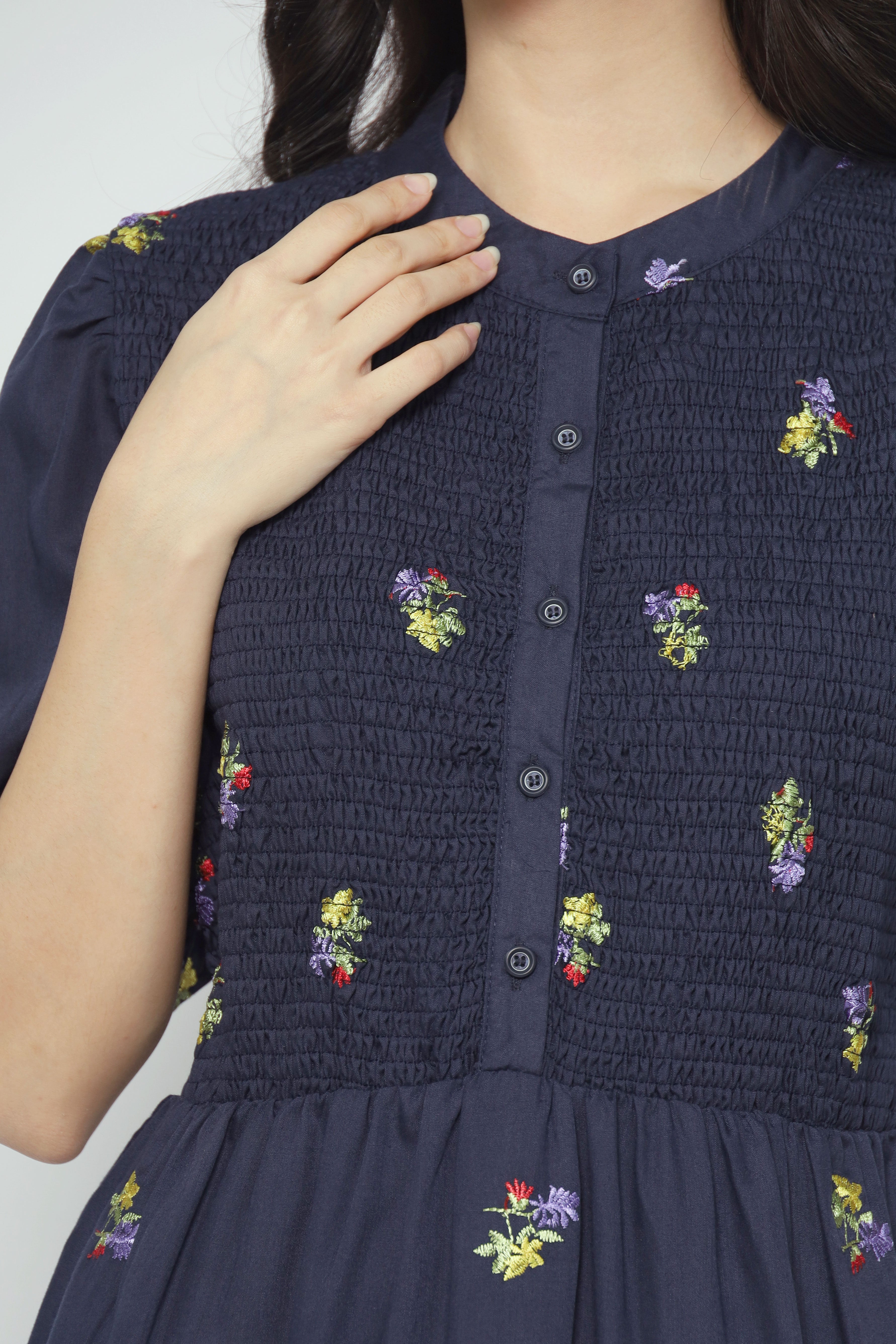 Aurora Dress in Holly Embroidery