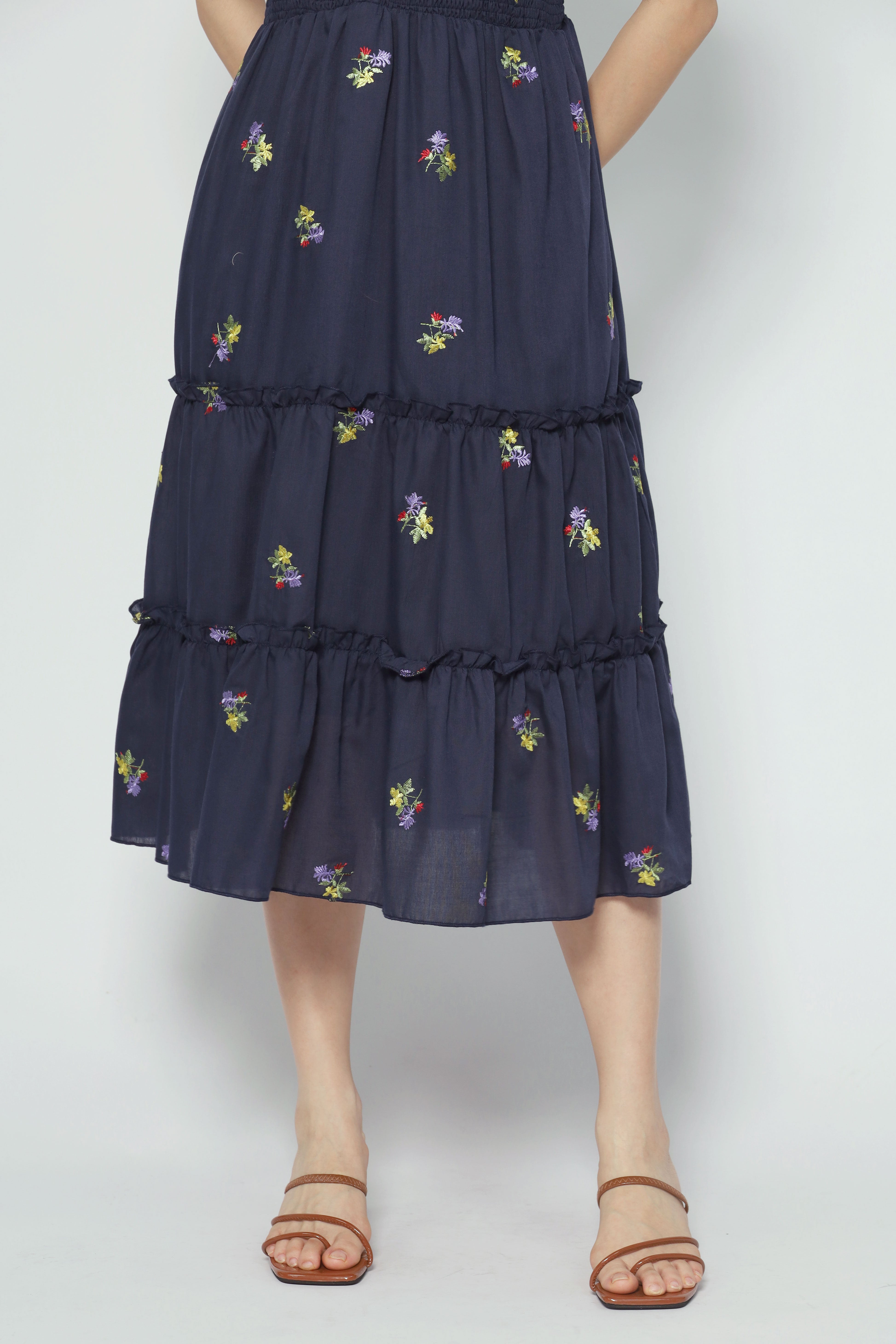 Aurora Dress in Holly Embroidery