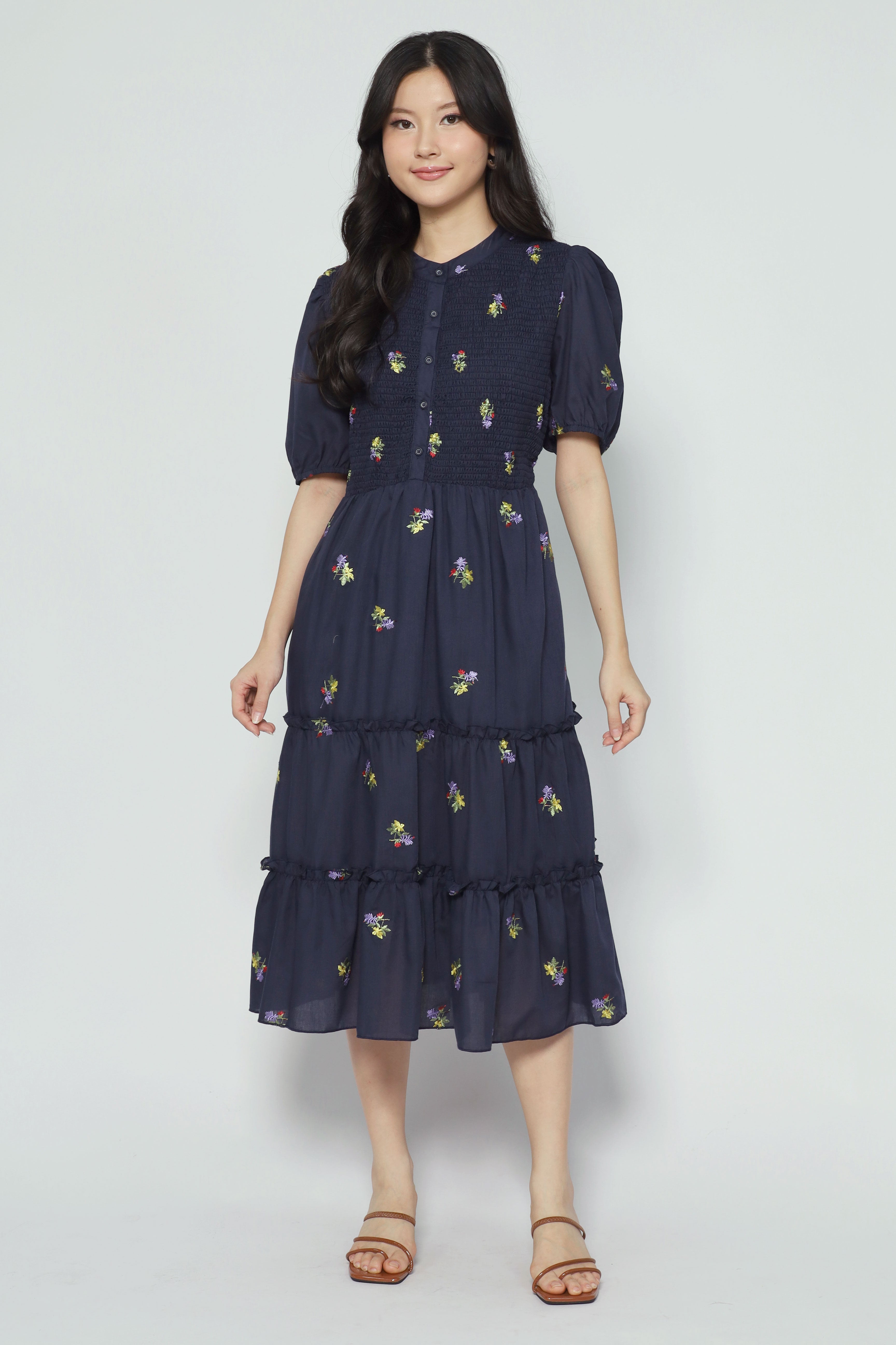 Aurora Dress in Holly Embroidery