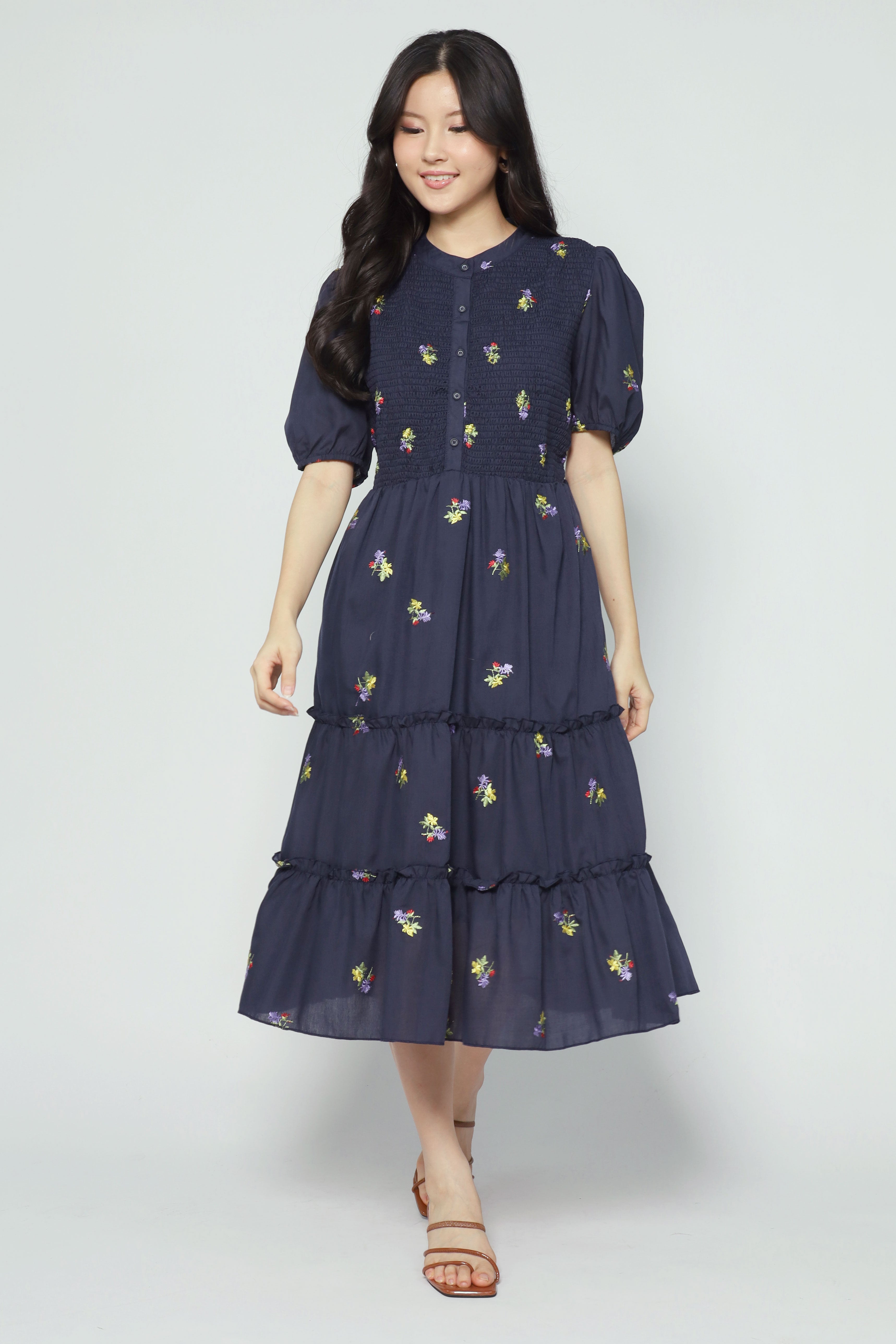 Aurora Dress in Holly Embroidery