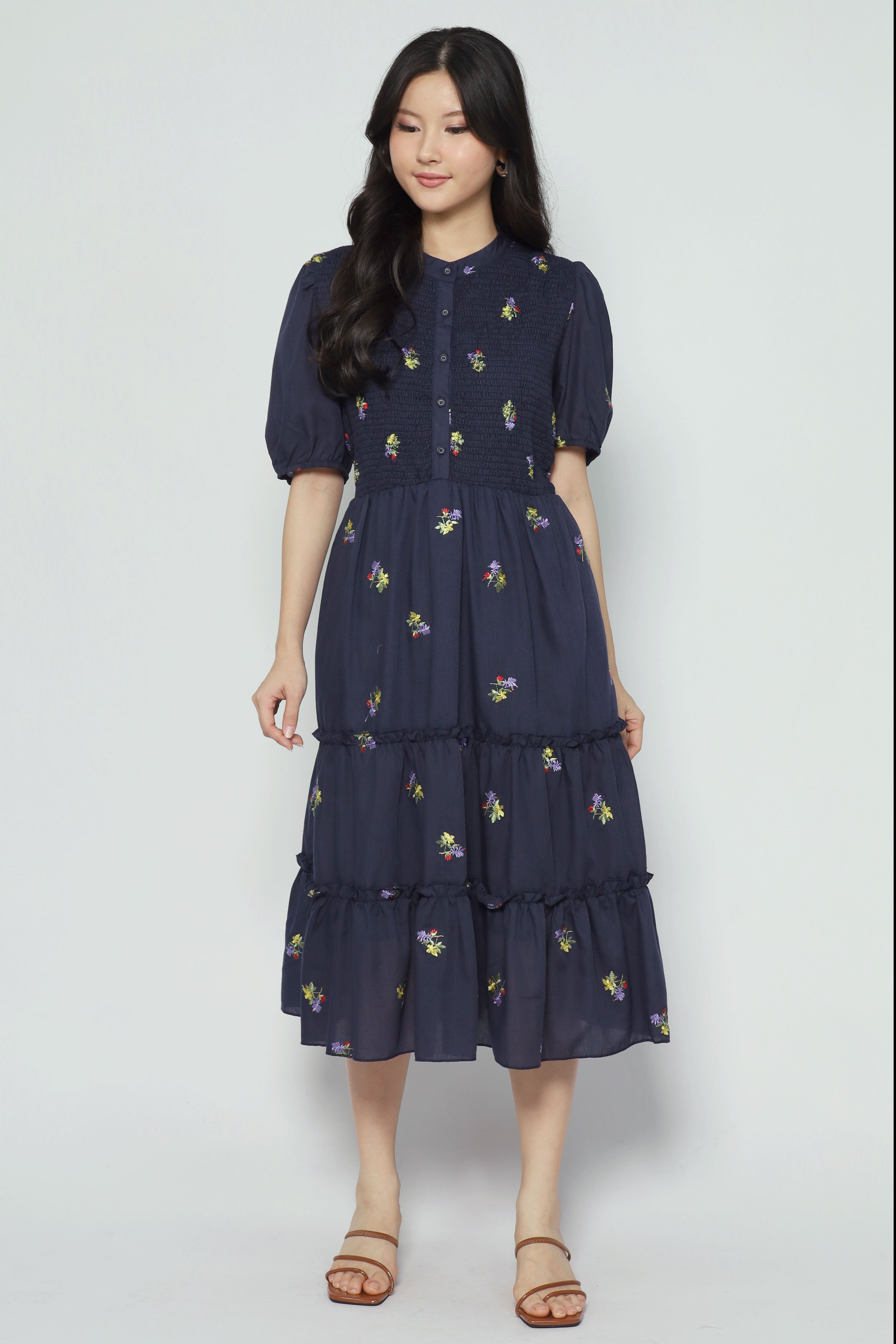 Aurora Dress in Holly Embroidery