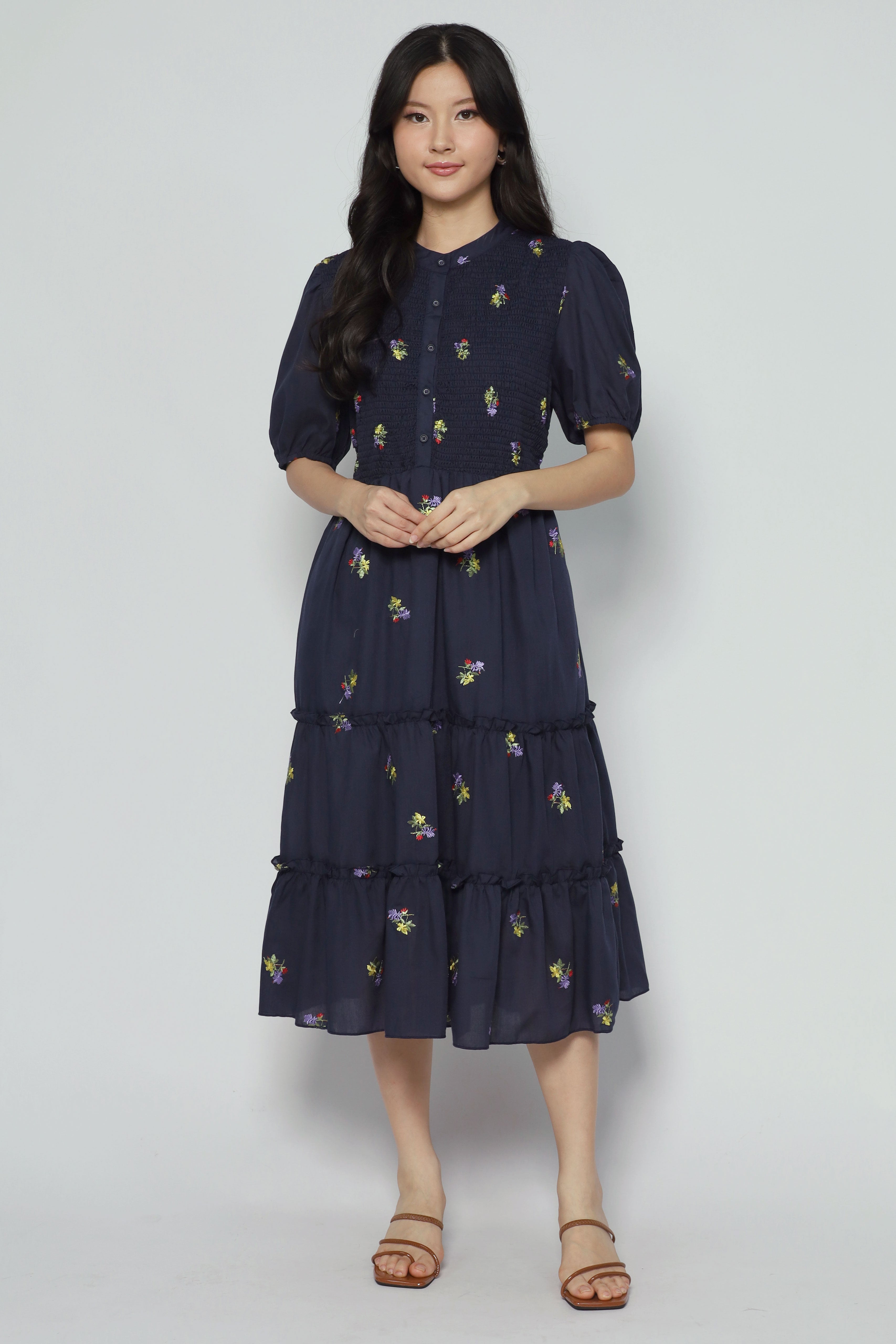 Aurora Dress in Holly Embroidery