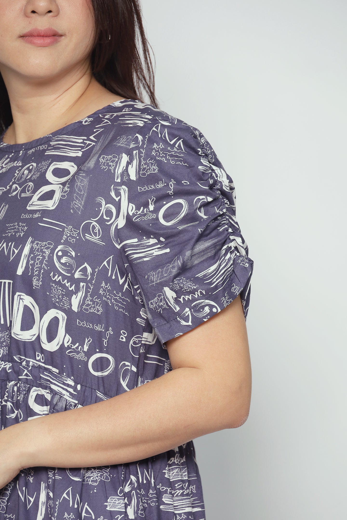 Avelyn Dress in Blue Scribbles