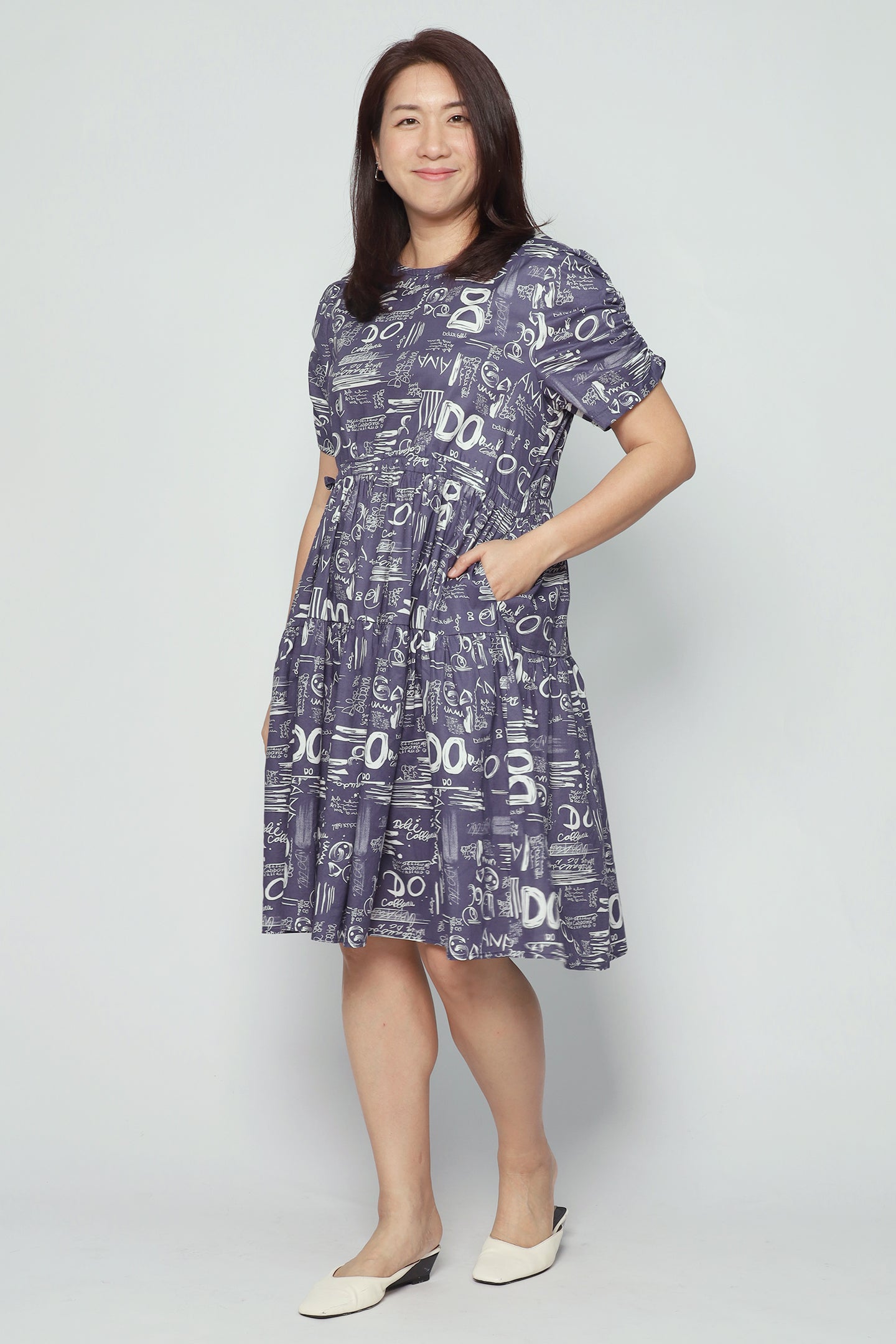 Avelyn Dress in Blue Scribbles