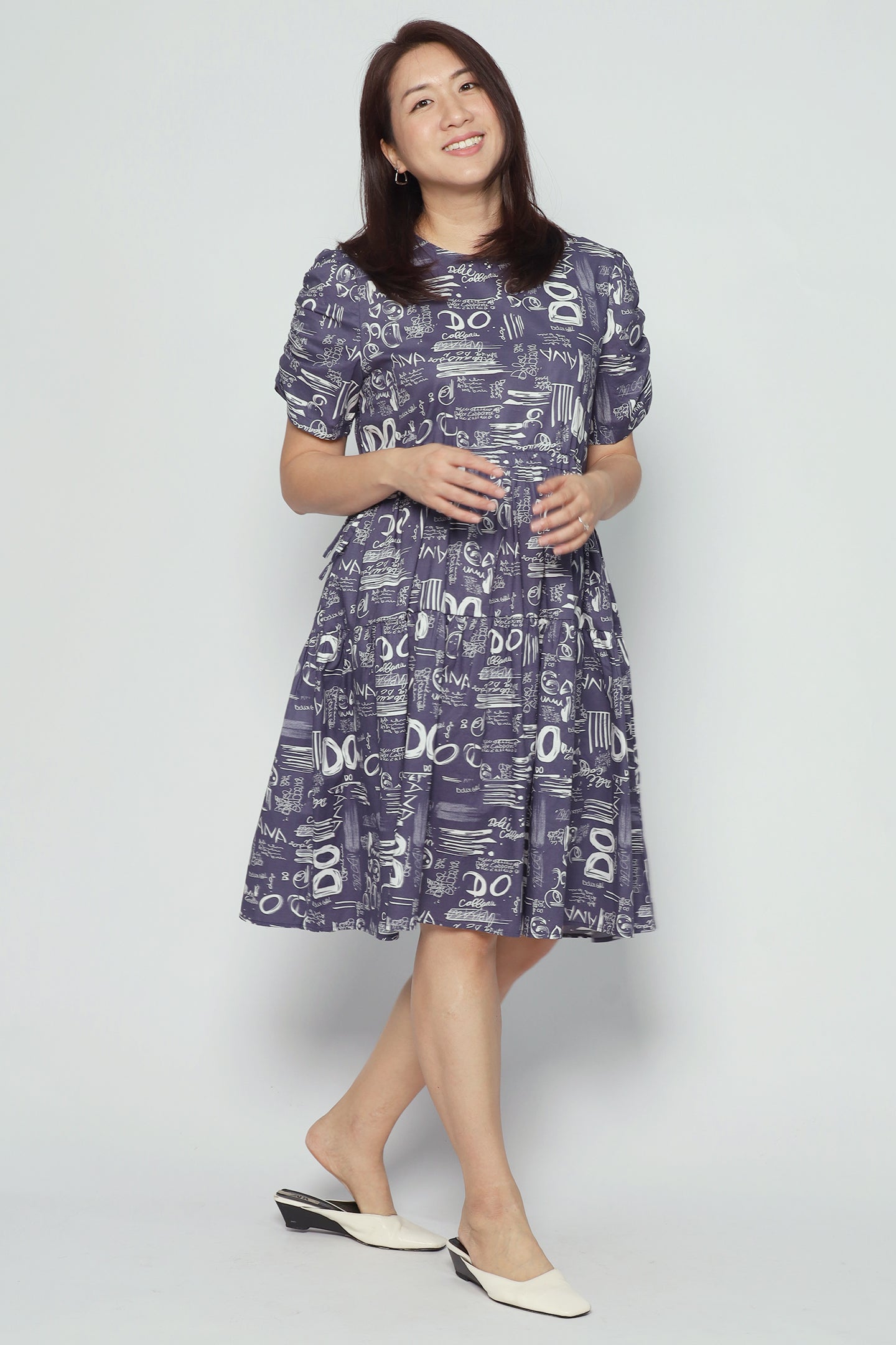Avelyn Dress in Blue Scribbles