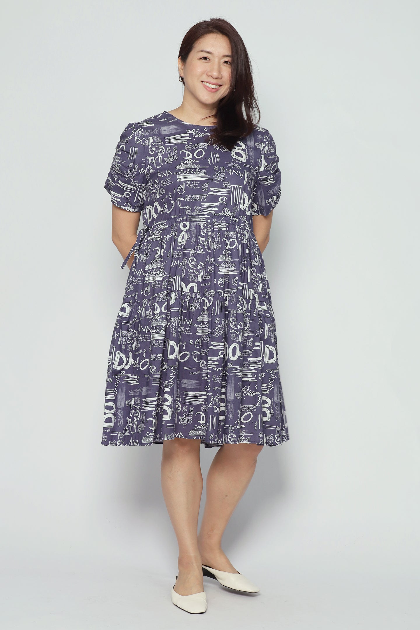 Avelyn Dress in Blue Scribbles