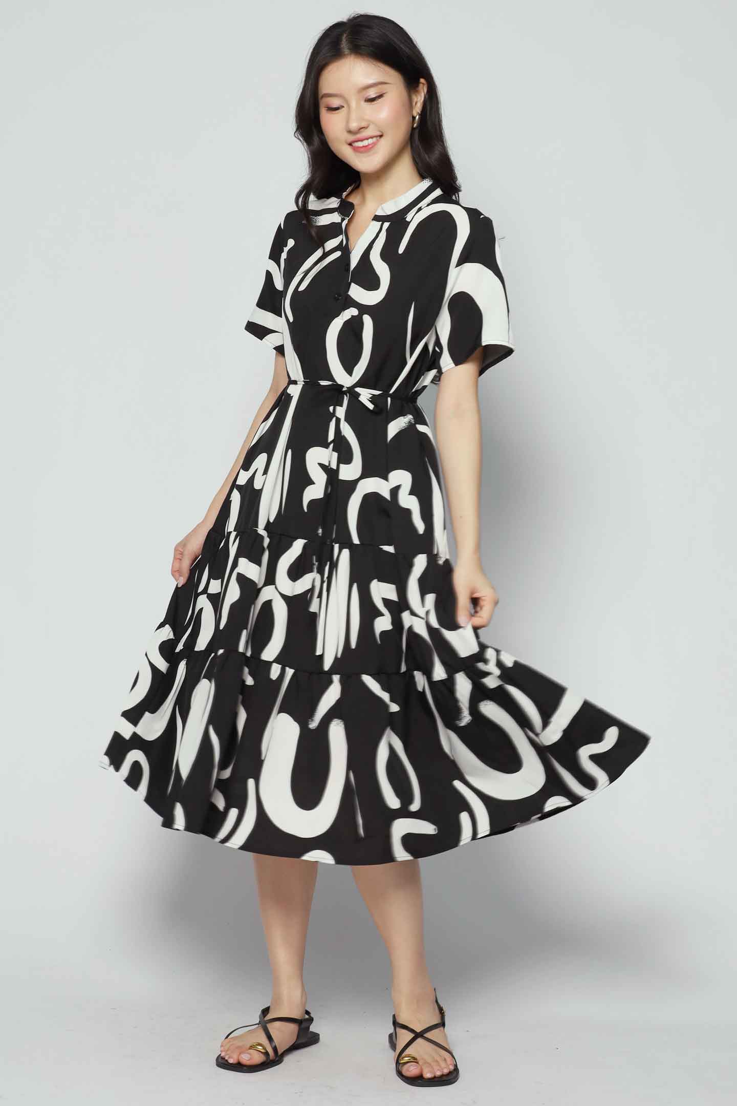 Amarisa Dress in BW Strokes