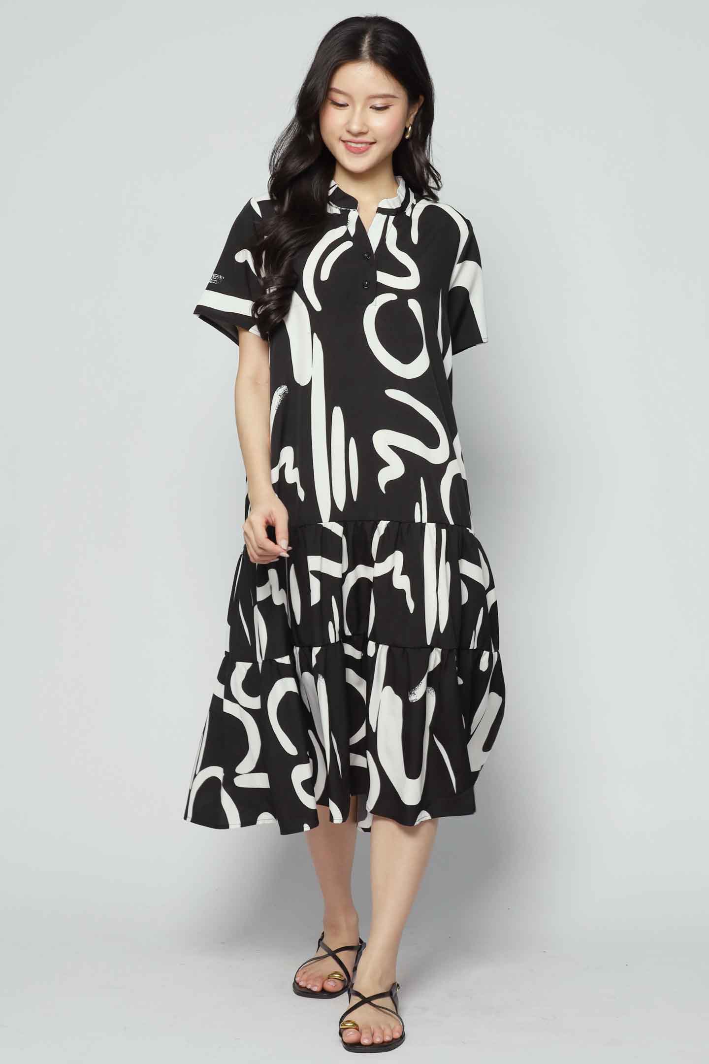 Amarisa Dress in BW Strokes