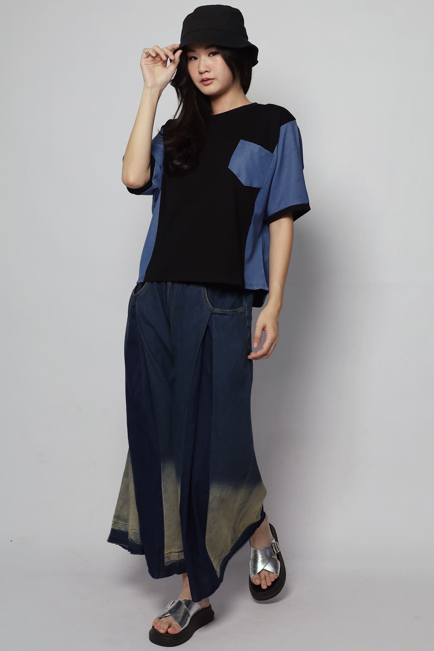 Backorders Arlene Top in Denim Black