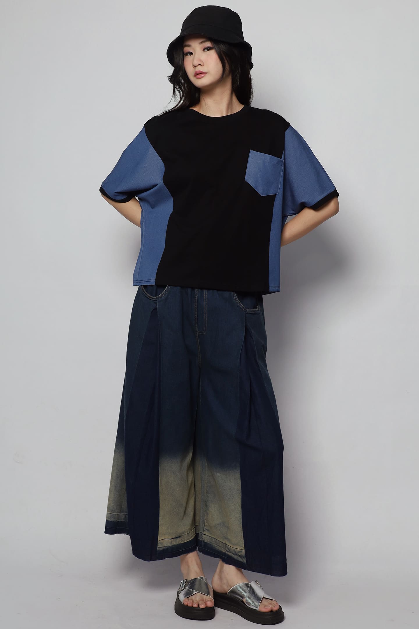 Backorders Arlene Top in Denim Black