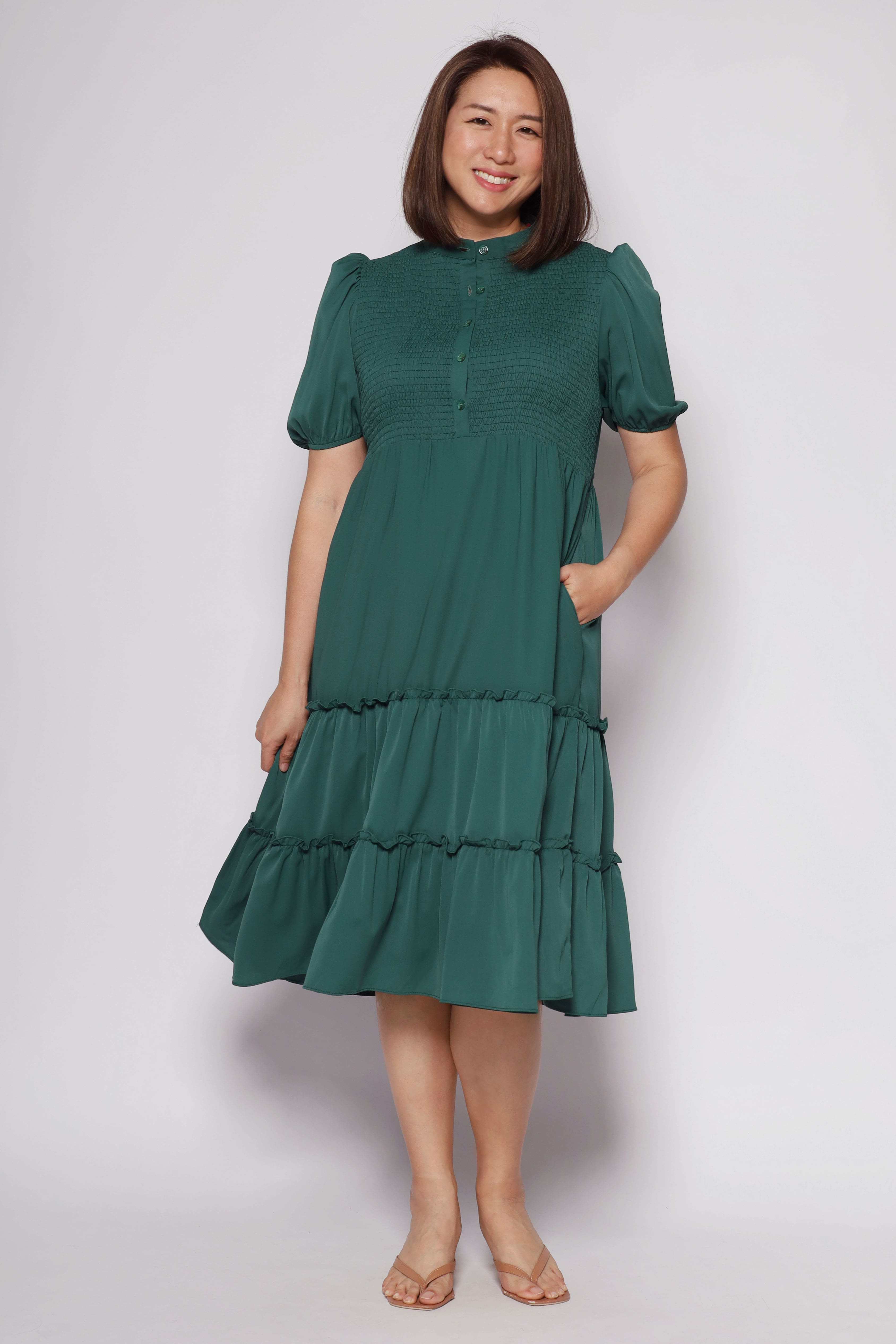 Dress the population green aurora dress best sale