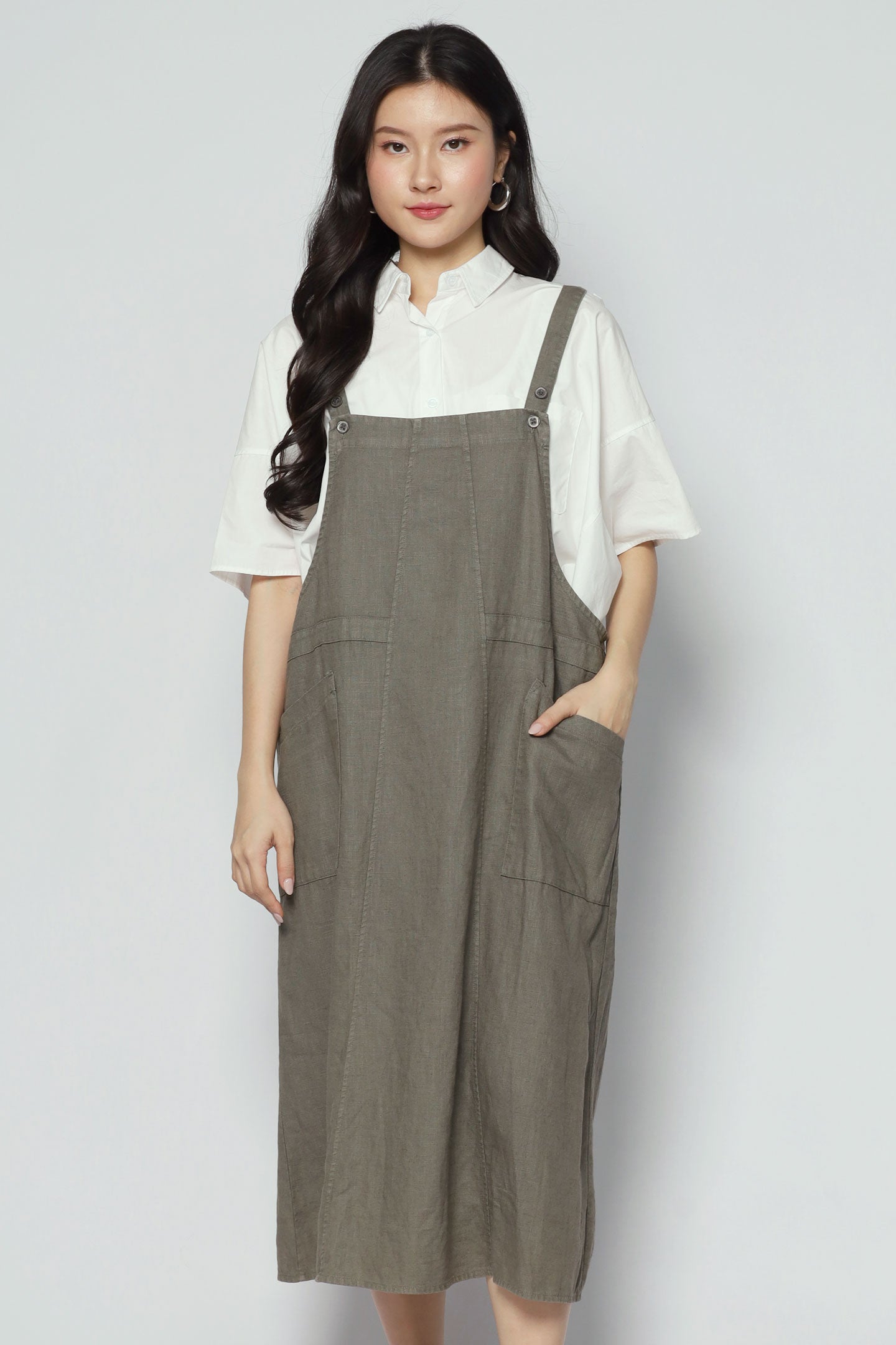 Baylor Pinafore Dress in Green
