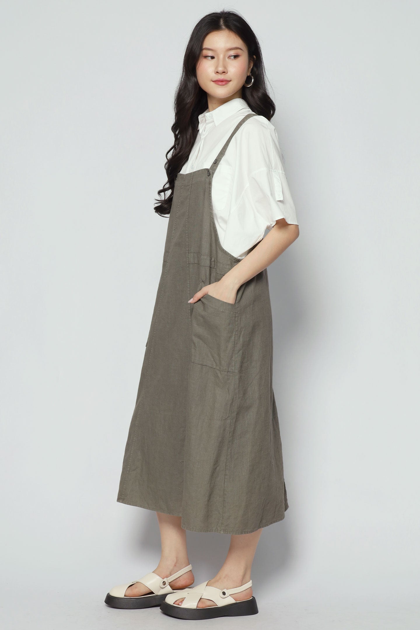 Baylor Pinafore Dress in Green