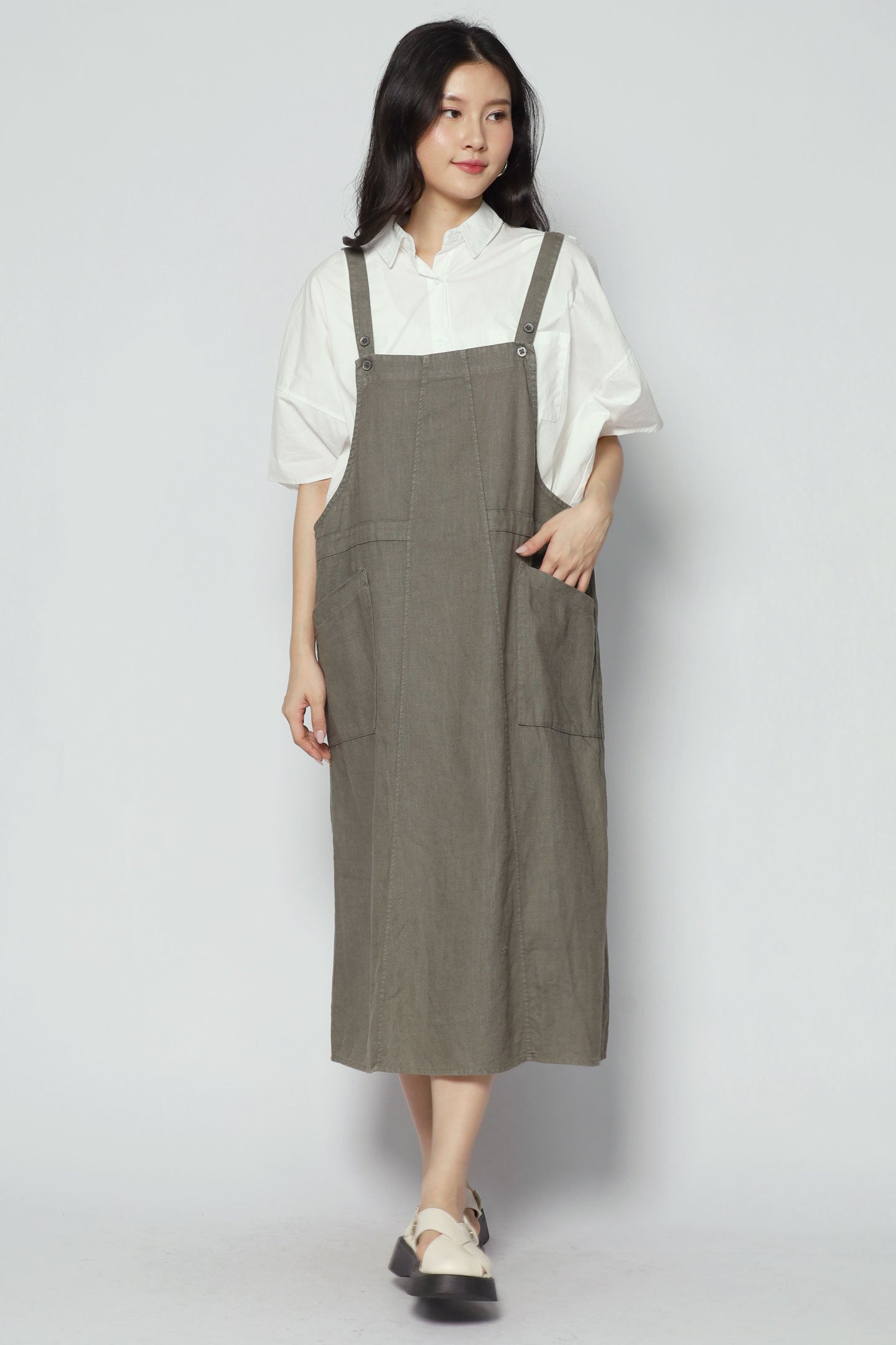Baylor Pinafore Dress in Green