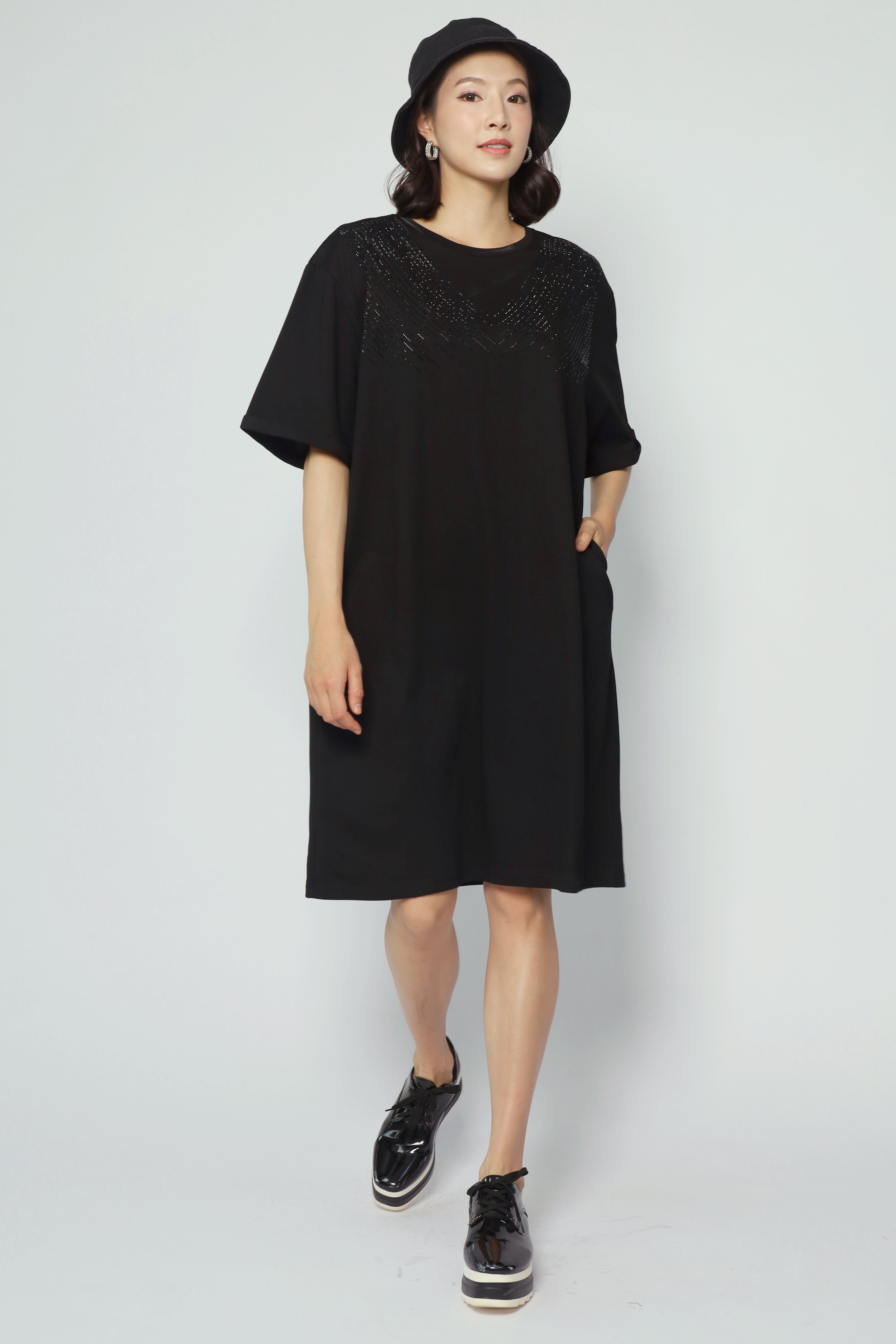 Beckham Embellished Dress in Black