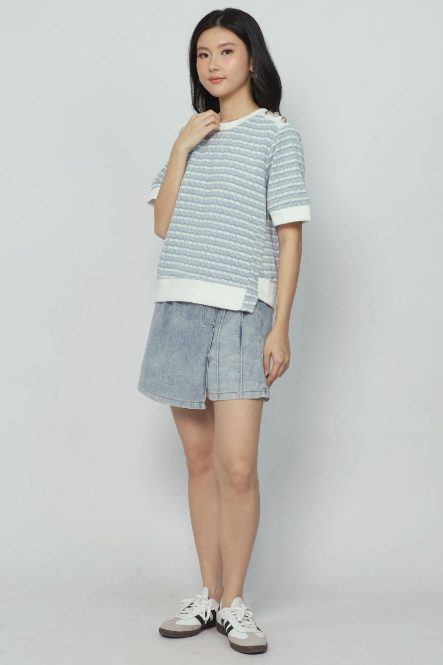 Bey Stripes Knit Top in Blue