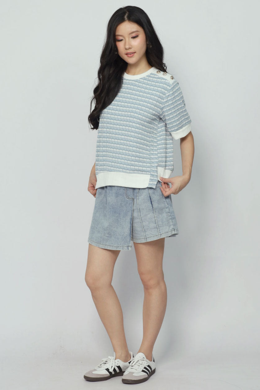 Bey Stripes Knit Top in Blue