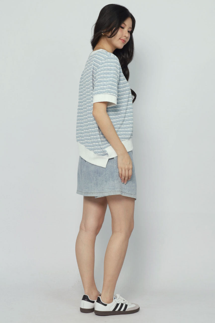 Bey Stripes Knit Top in Blue