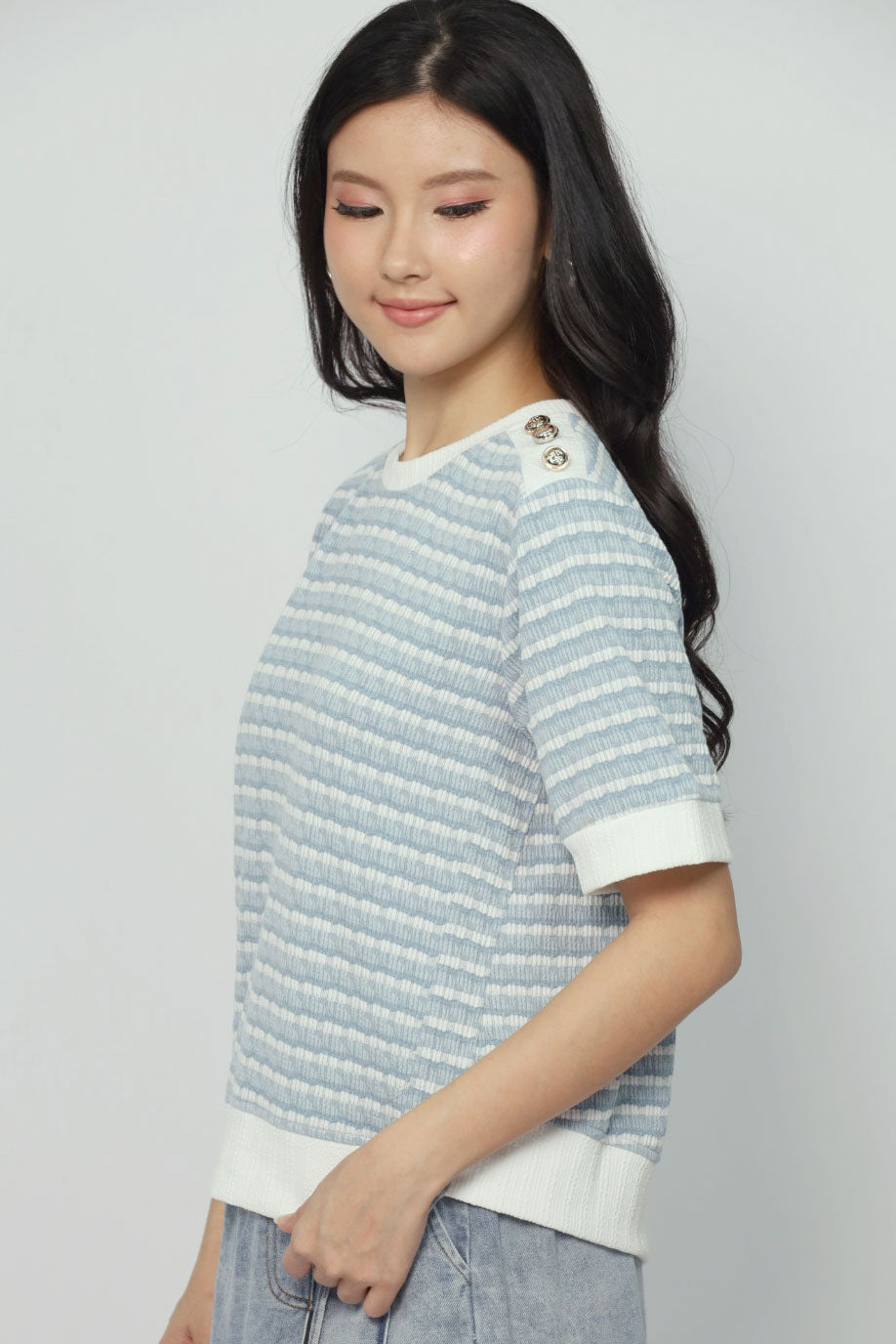 Bey Stripes Knit Top in Blue