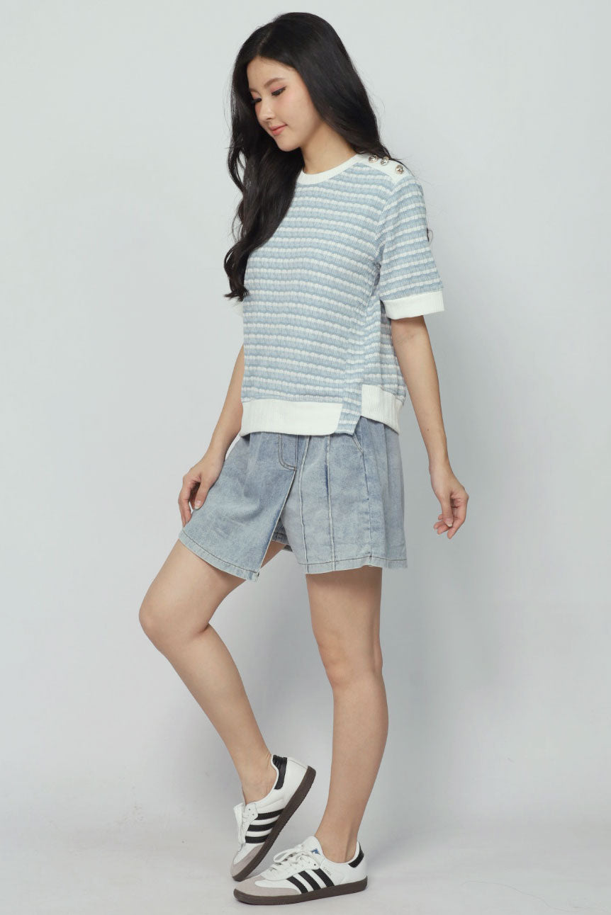 Bey Stripes Knit Top in Blue