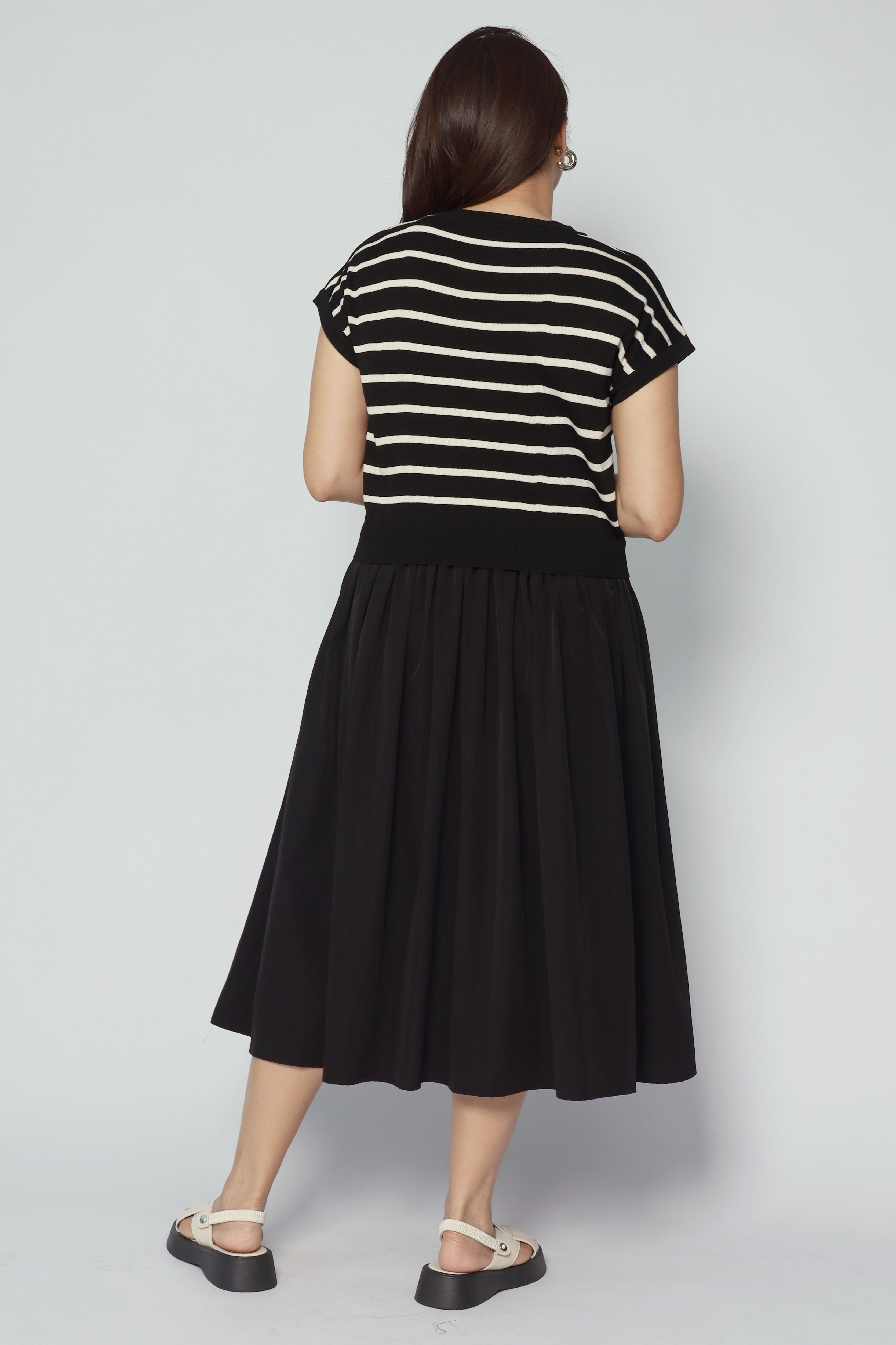 Billy Stripes Knit Dress in Black