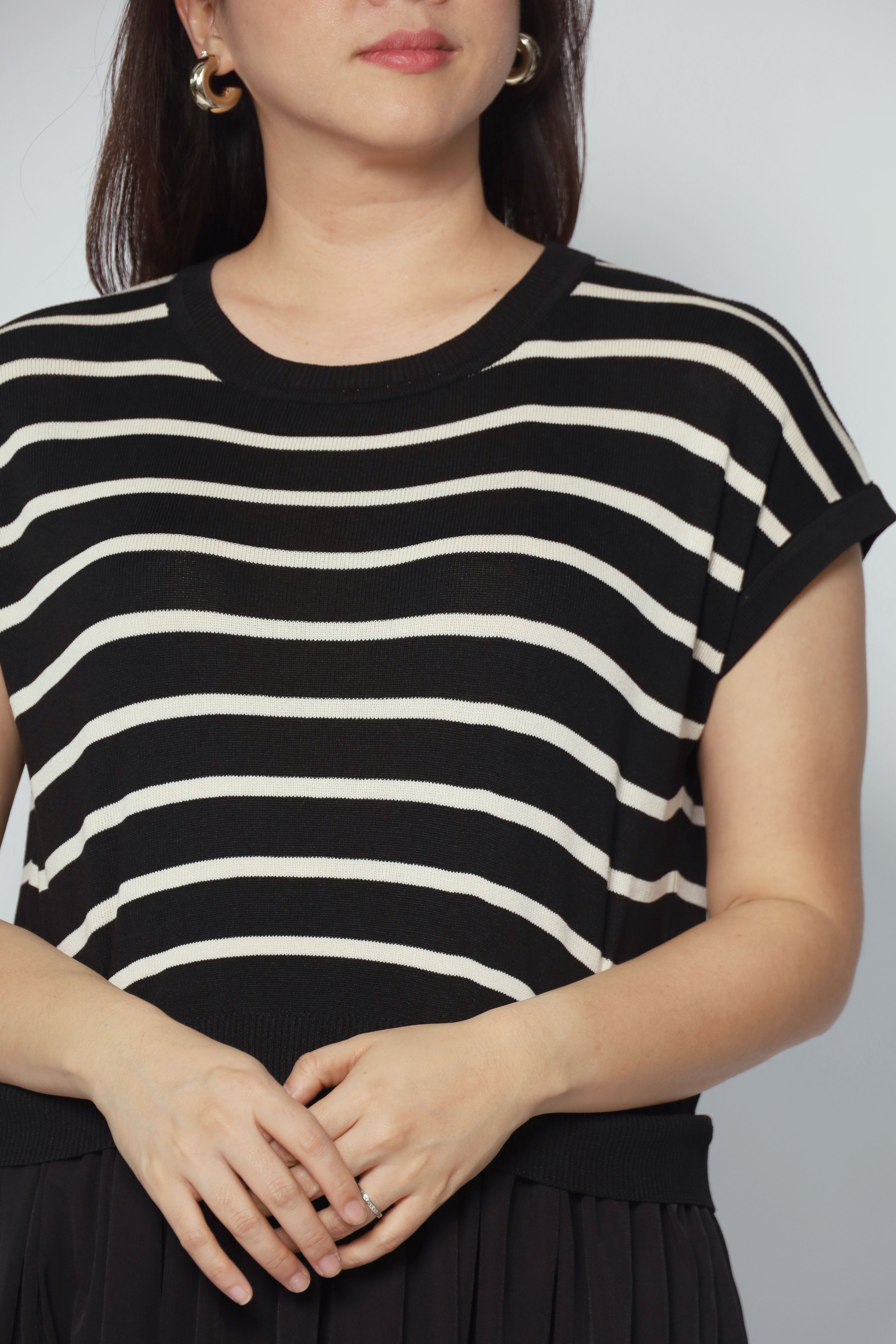 Billy Stripes Knit Dress in Black