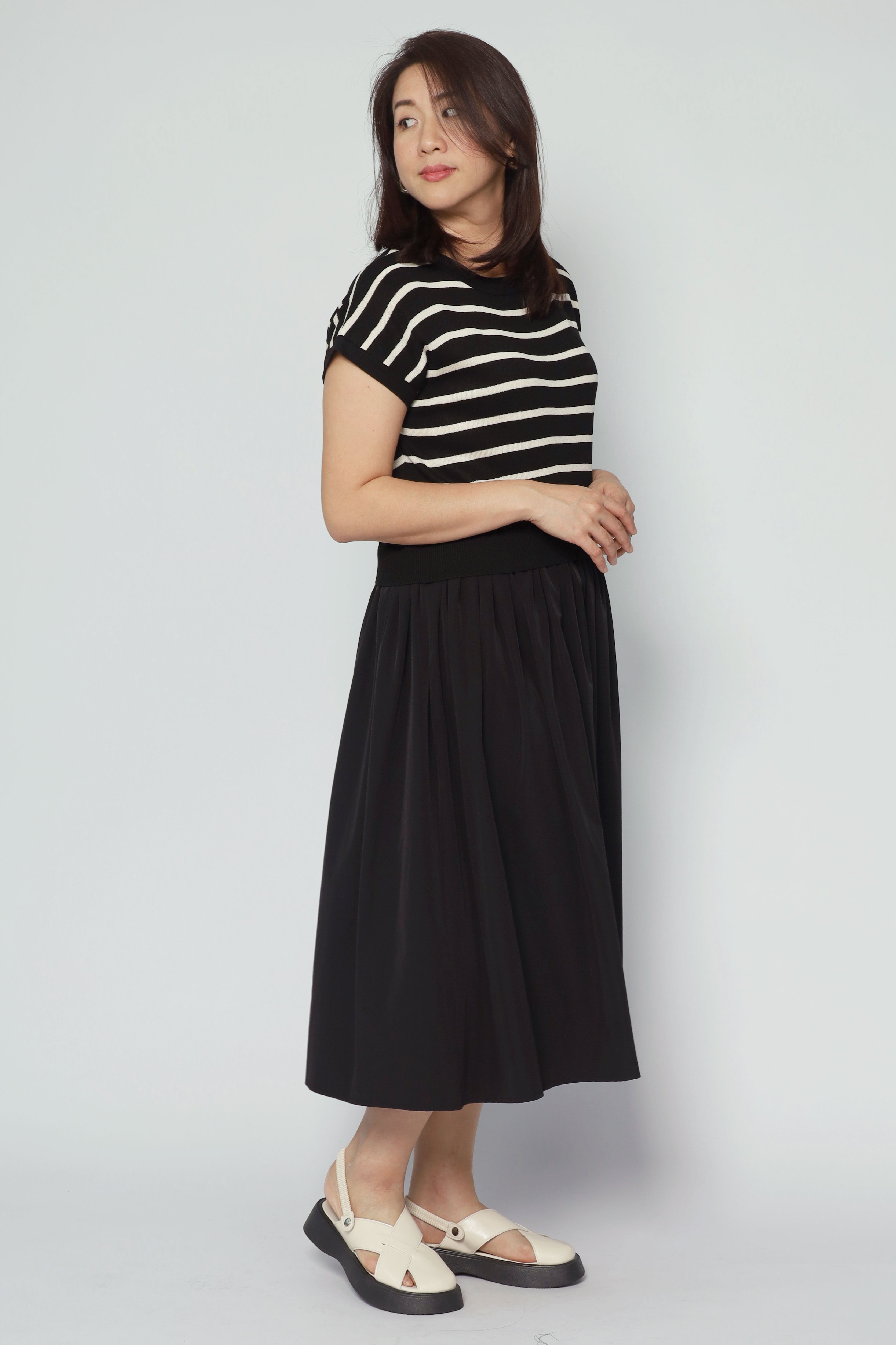 Billy Stripes Knit Dress in Black