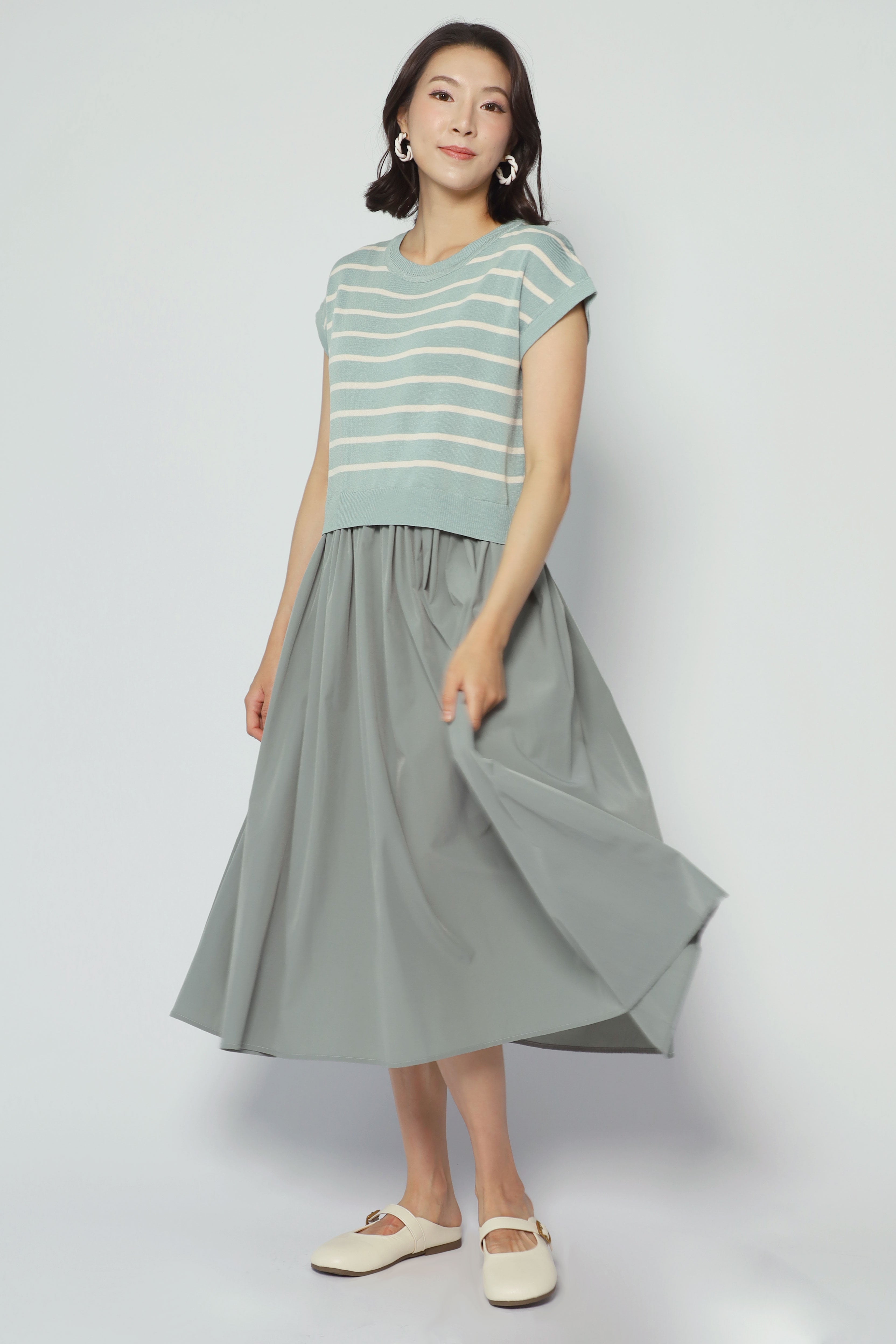 Billy Stripes Knit Dress in Mint