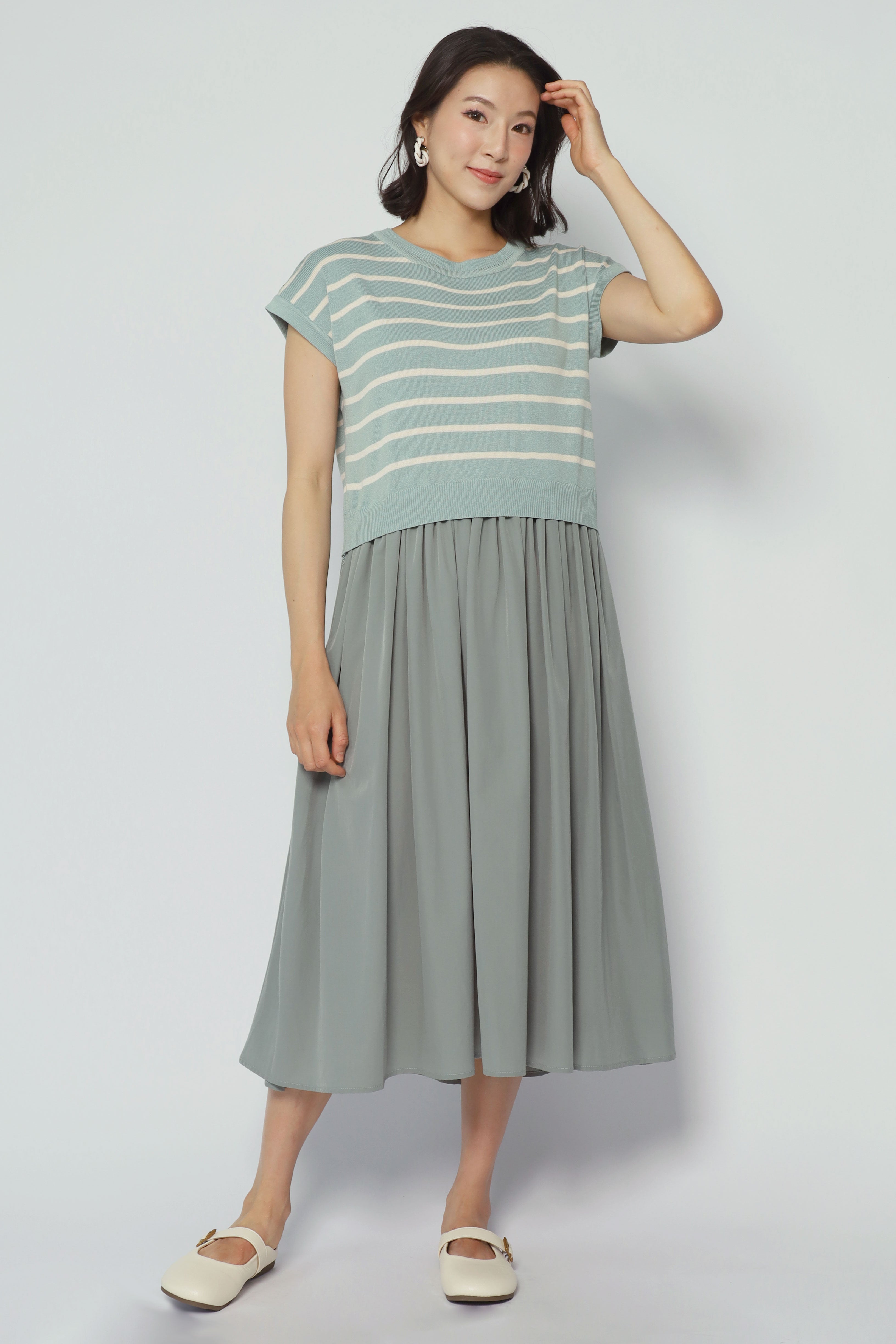 Billy Stripes Knit Dress in Mint