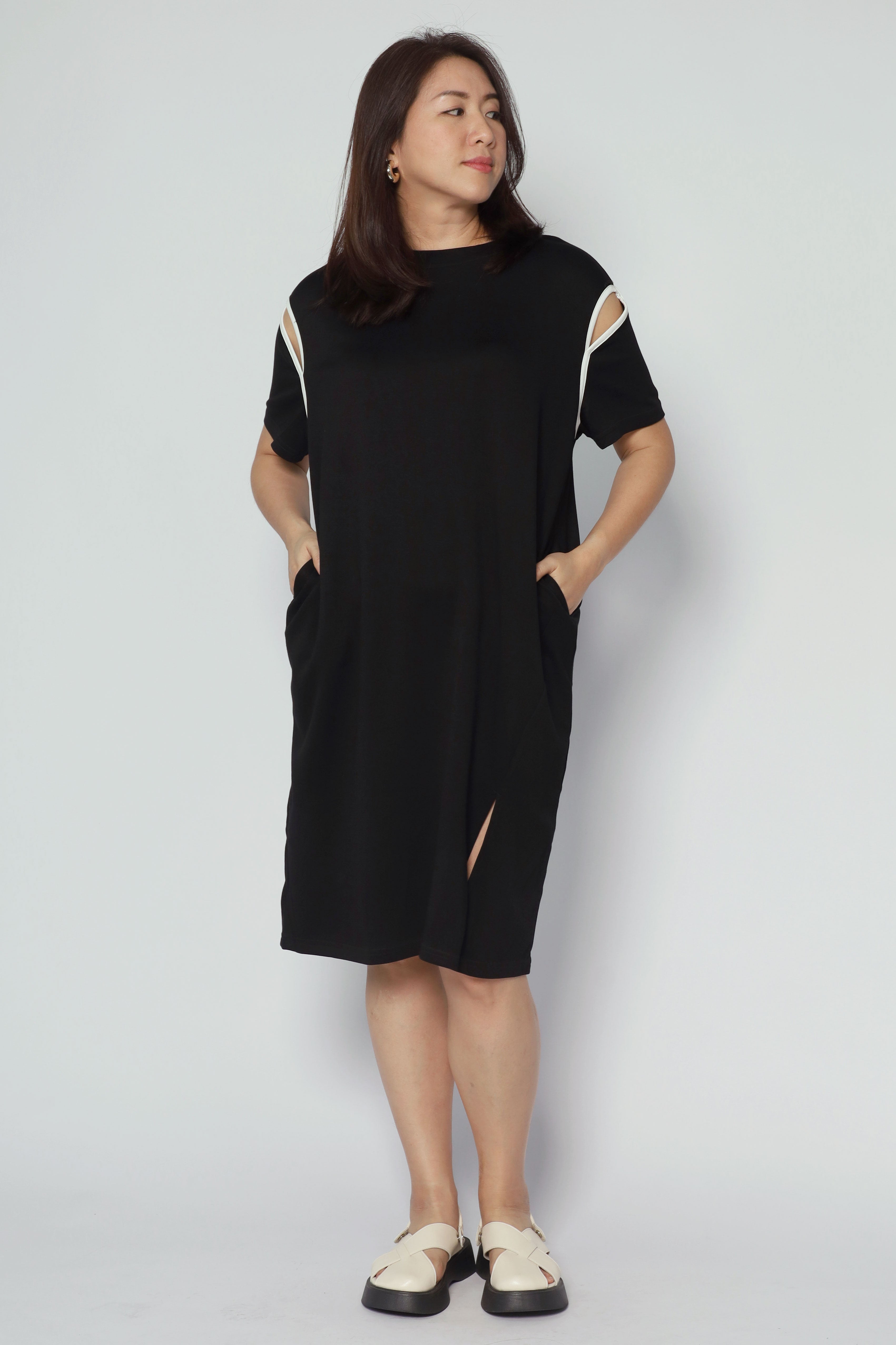 Boden Trimming Dress in Black