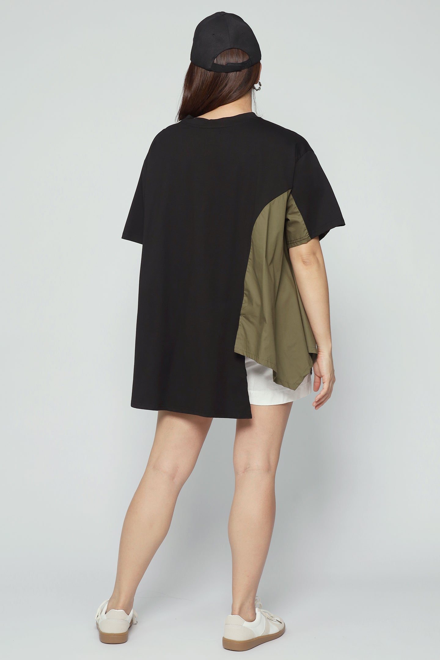 Callo Colourblock Top in Green Cream Black