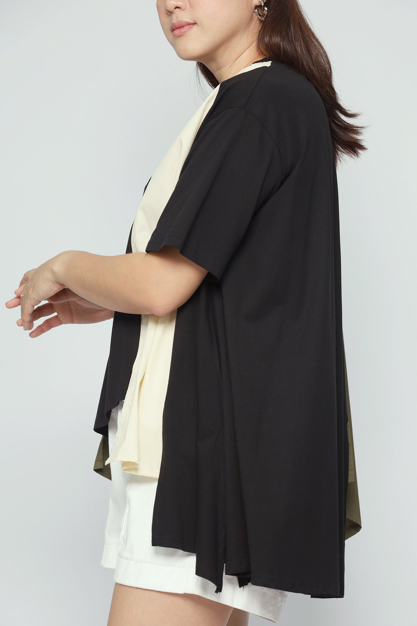 Callo Colourblock Top in Green Cream Black