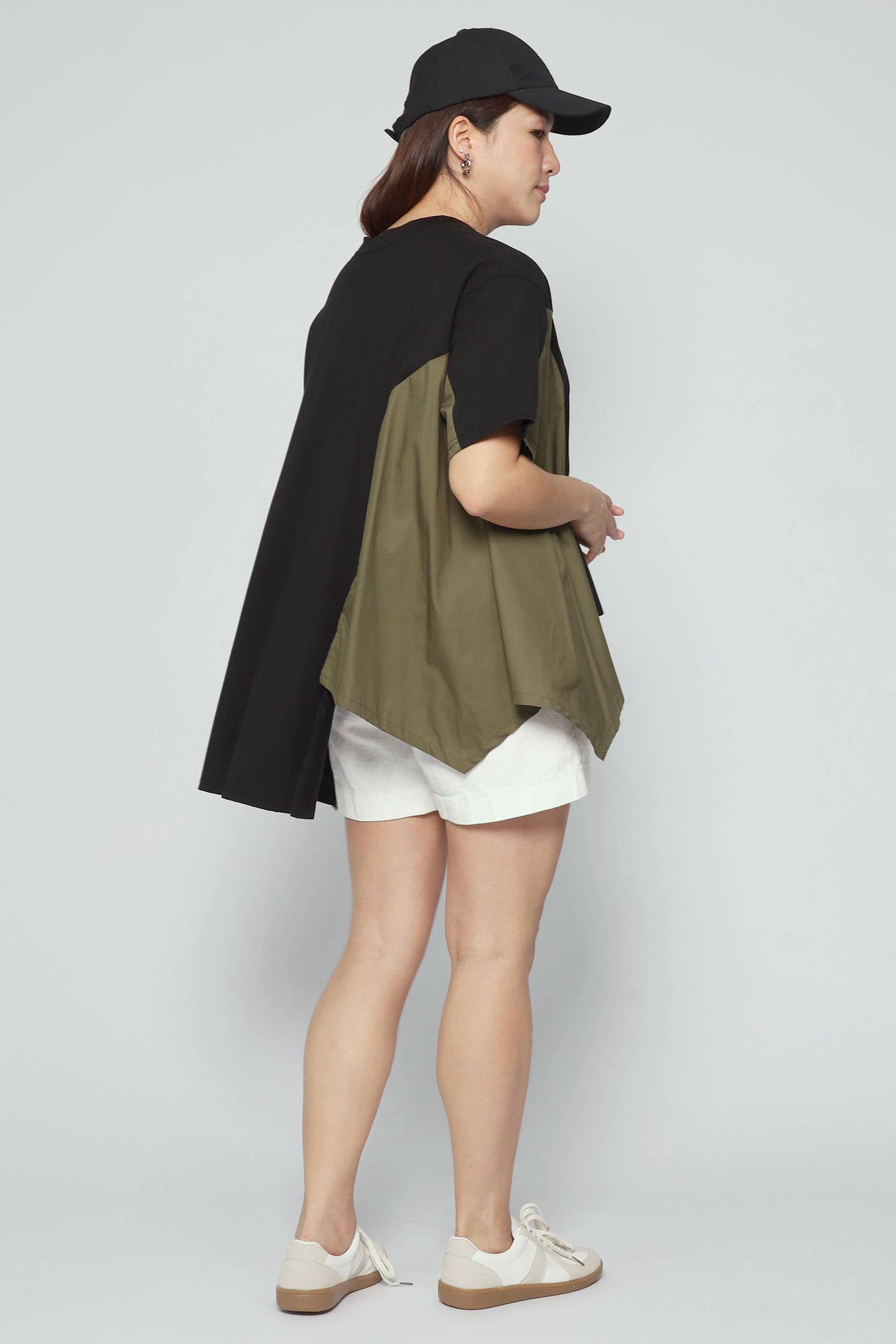 Callo Colourblock Top in Green Cream Black